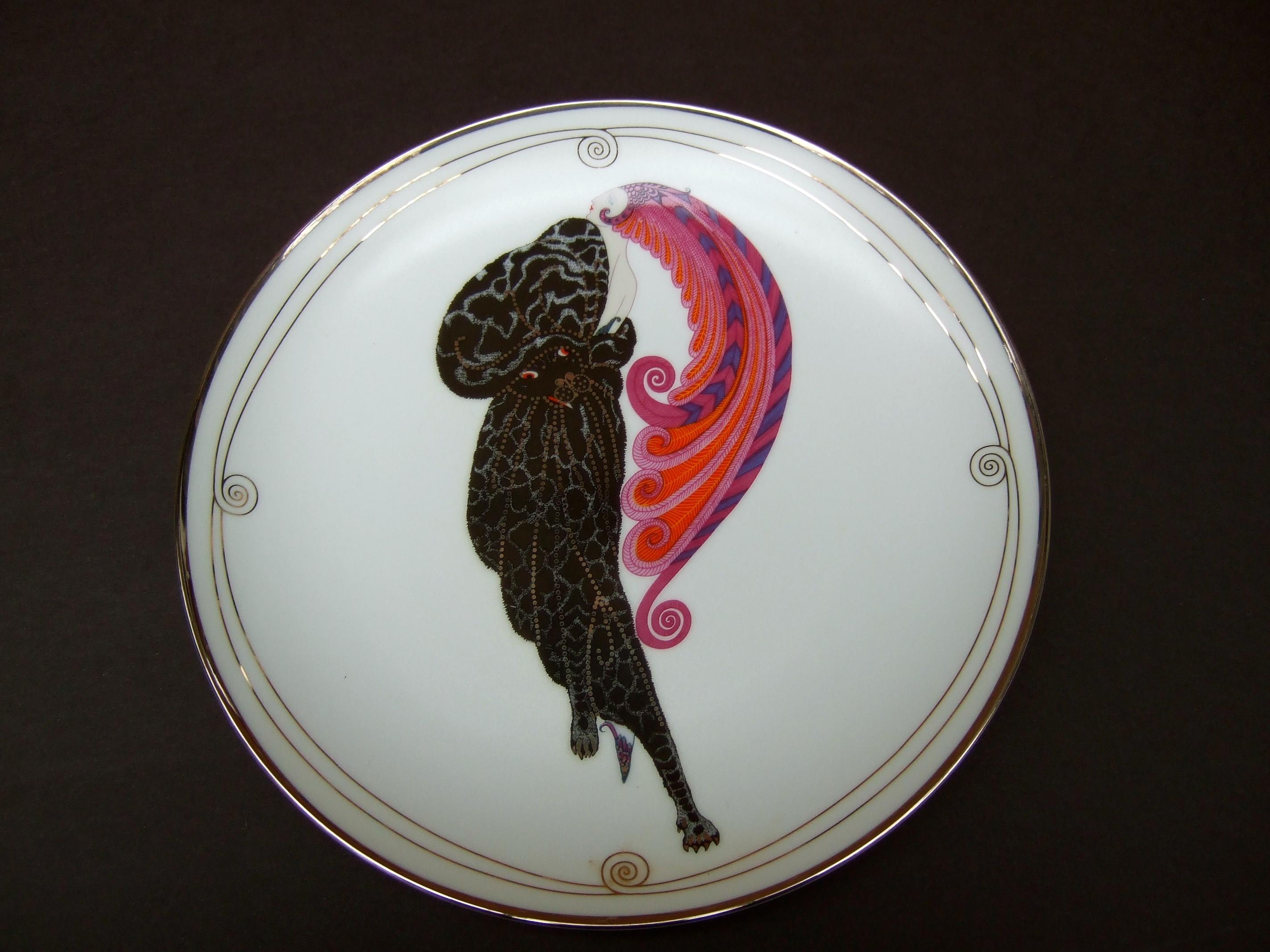 Set of Six House of Erte' Numbered Porcelain Decorative Plates c 1980s In Good Condition In University City, MO