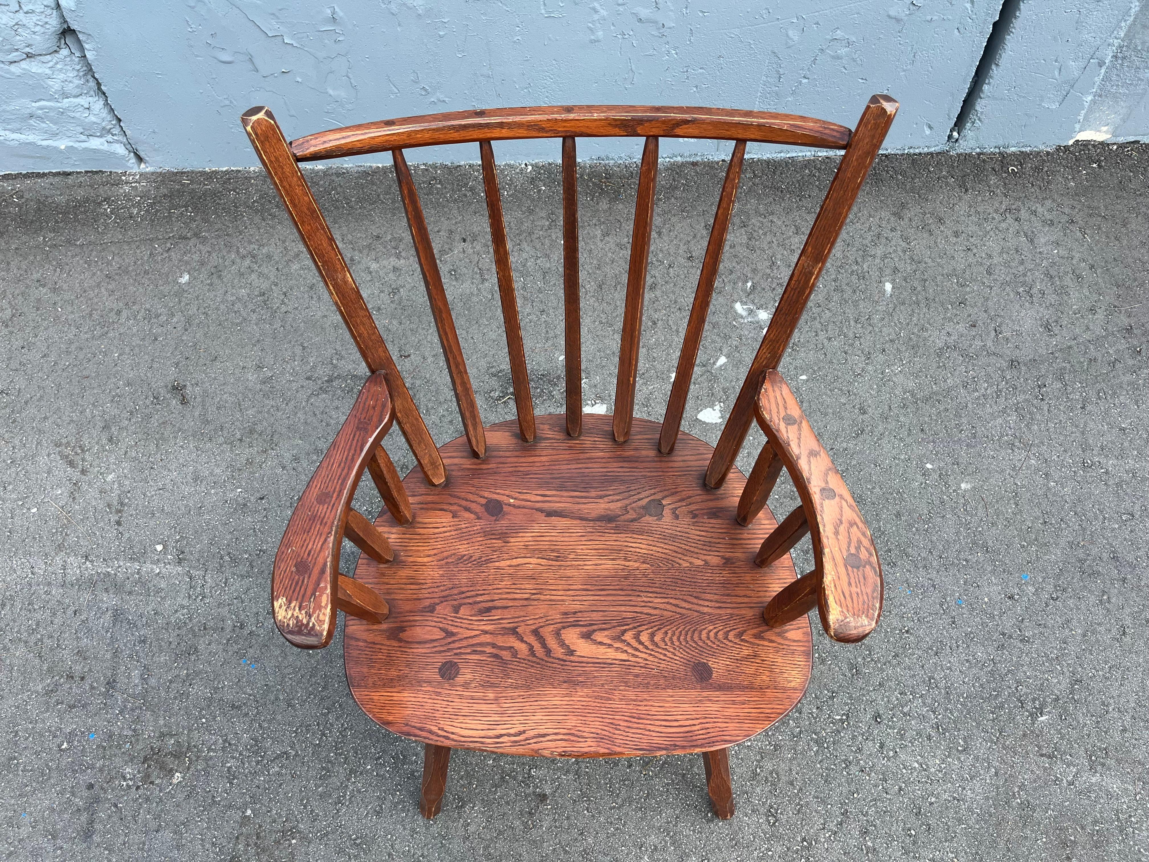 Set of Six Hunt Arm Chairs, Pine, Oak, NY For Sale 4