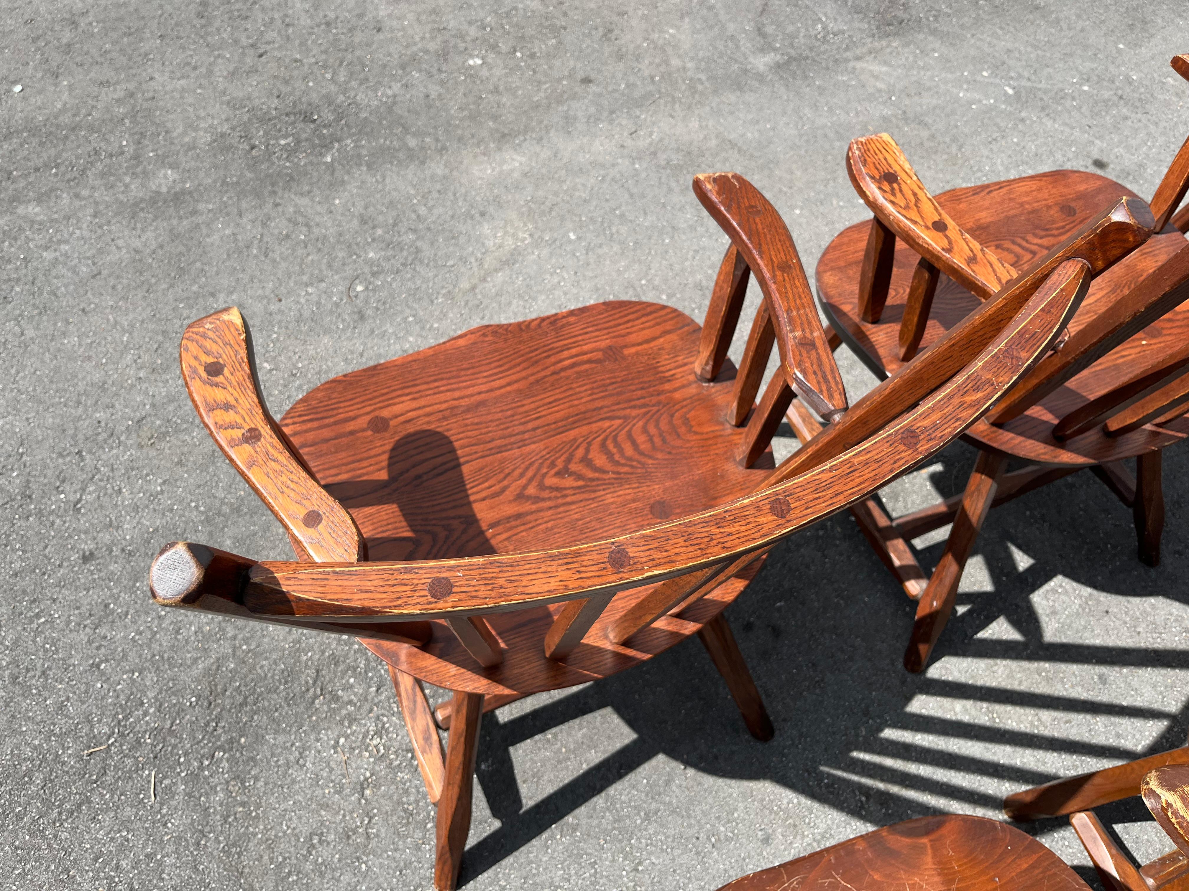 Set of Six Hunt Arm Chairs, Pine, Oak, NY For Sale 7