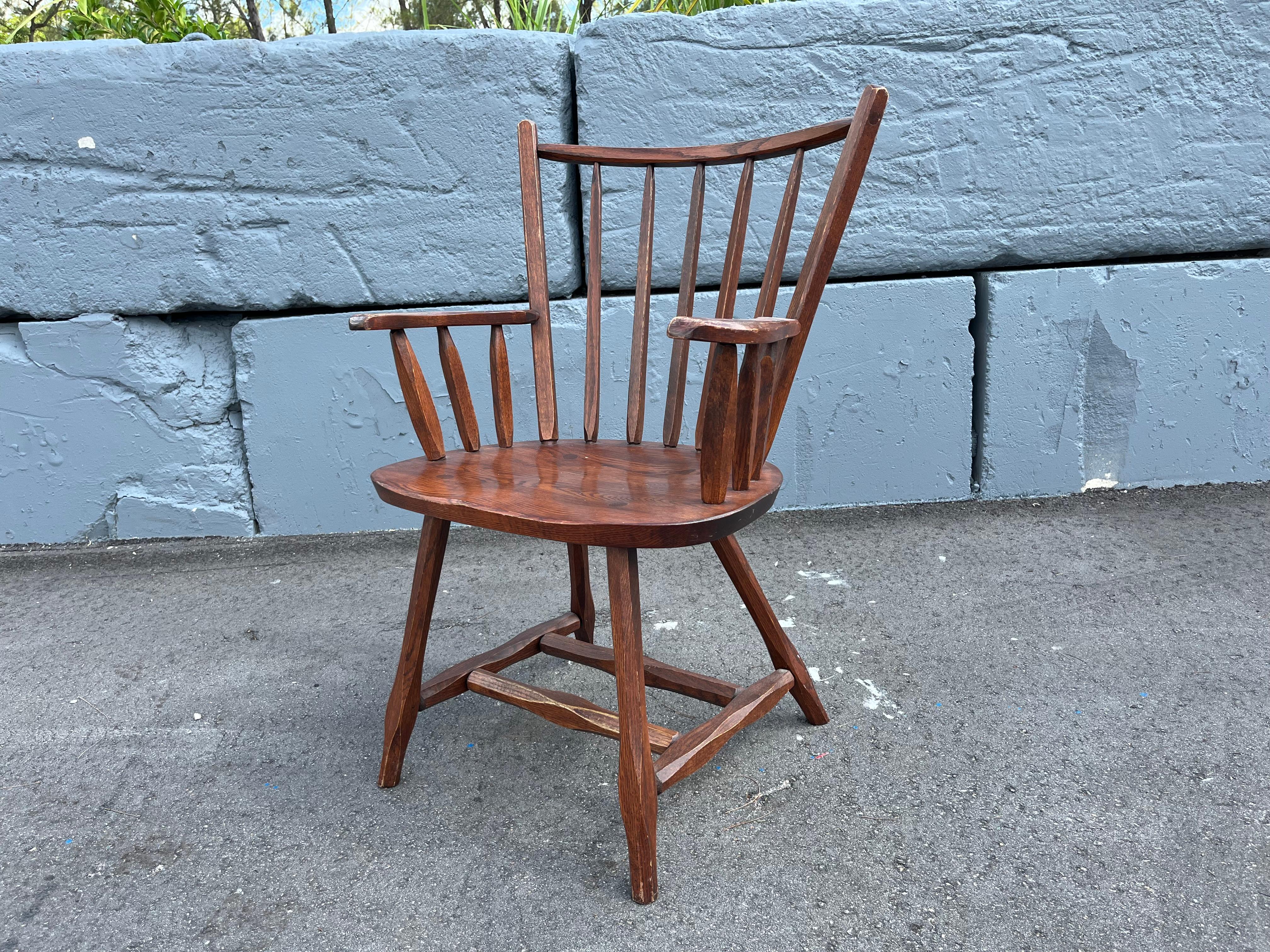 Set of Six Hunt Arm Chairs, Pine, Oak, NY In Good Condition For Sale In Miami, FL
