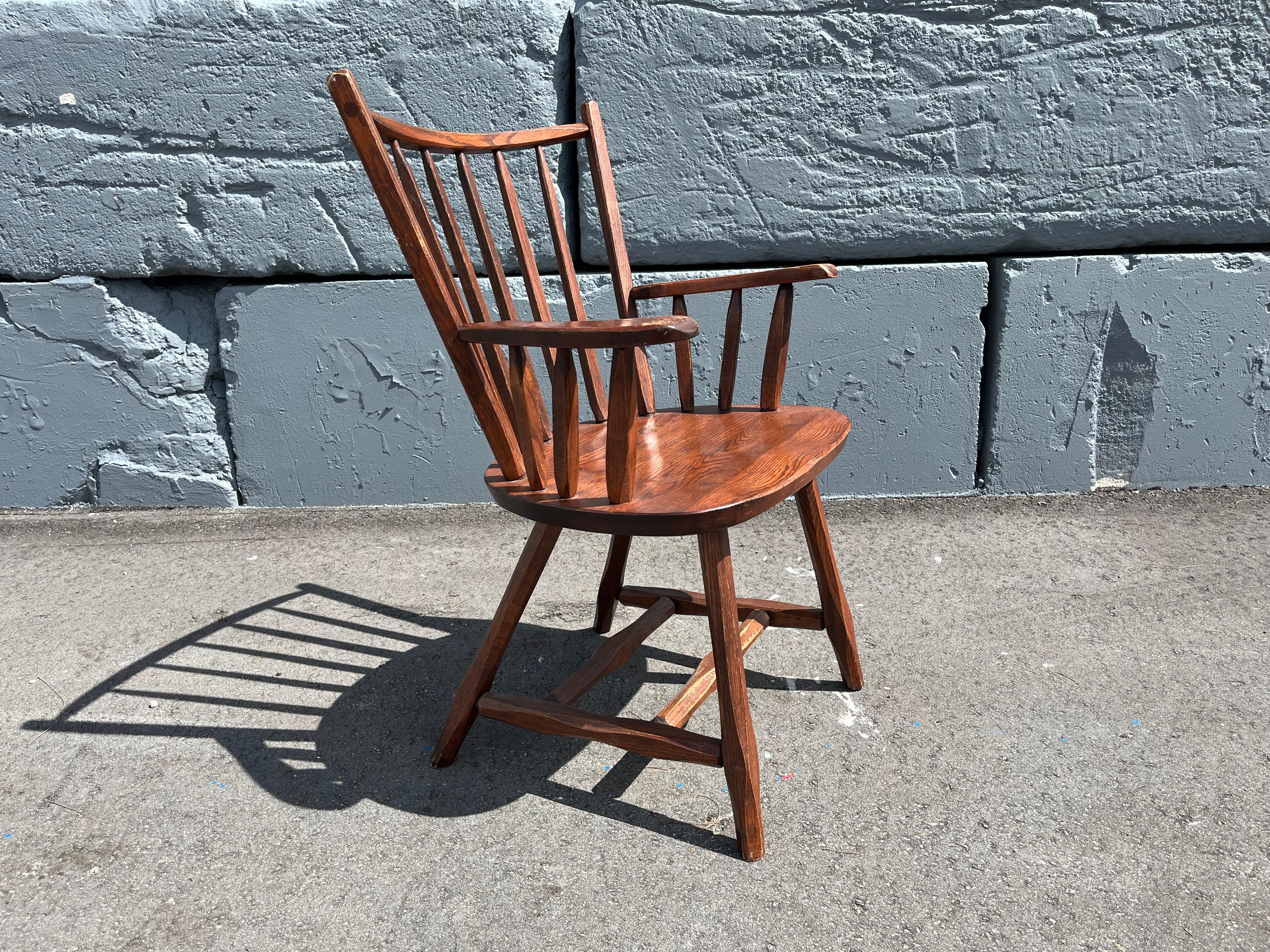 Late 20th Century Set of Six Hunt Arm Chairs, Pine, Oak, NY For Sale