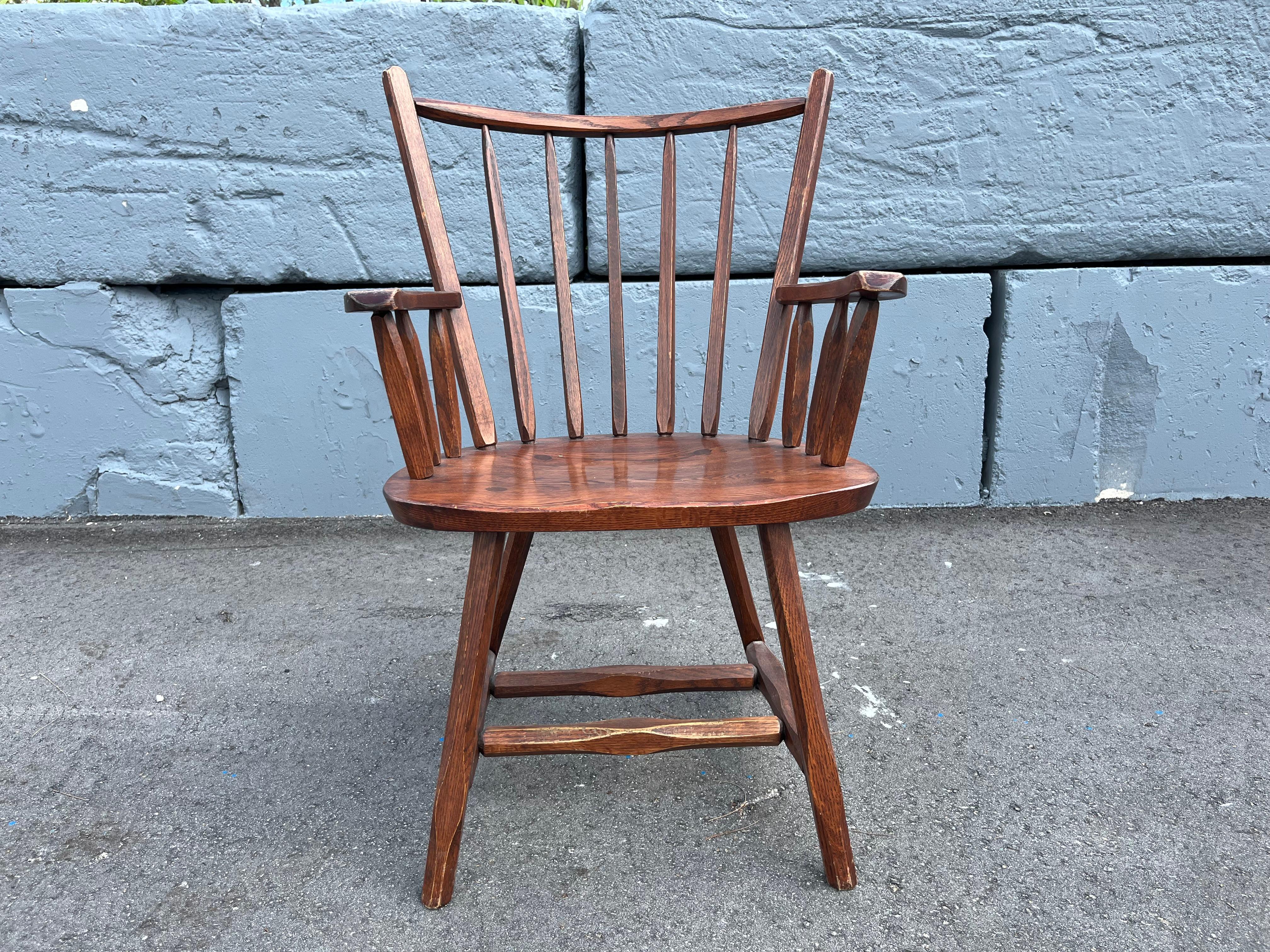 Set of Six Hunt Arm Chairs, Pine, Oak, NY For Sale 1