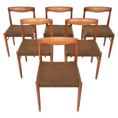 Set of Six H.W. Klein Danish Modern Teak and Rosewood Dining Chairs by Bramin
