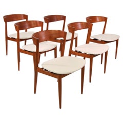 H.W. Klein Sculpted Back Dining Chairs of Walnut, Set of Six