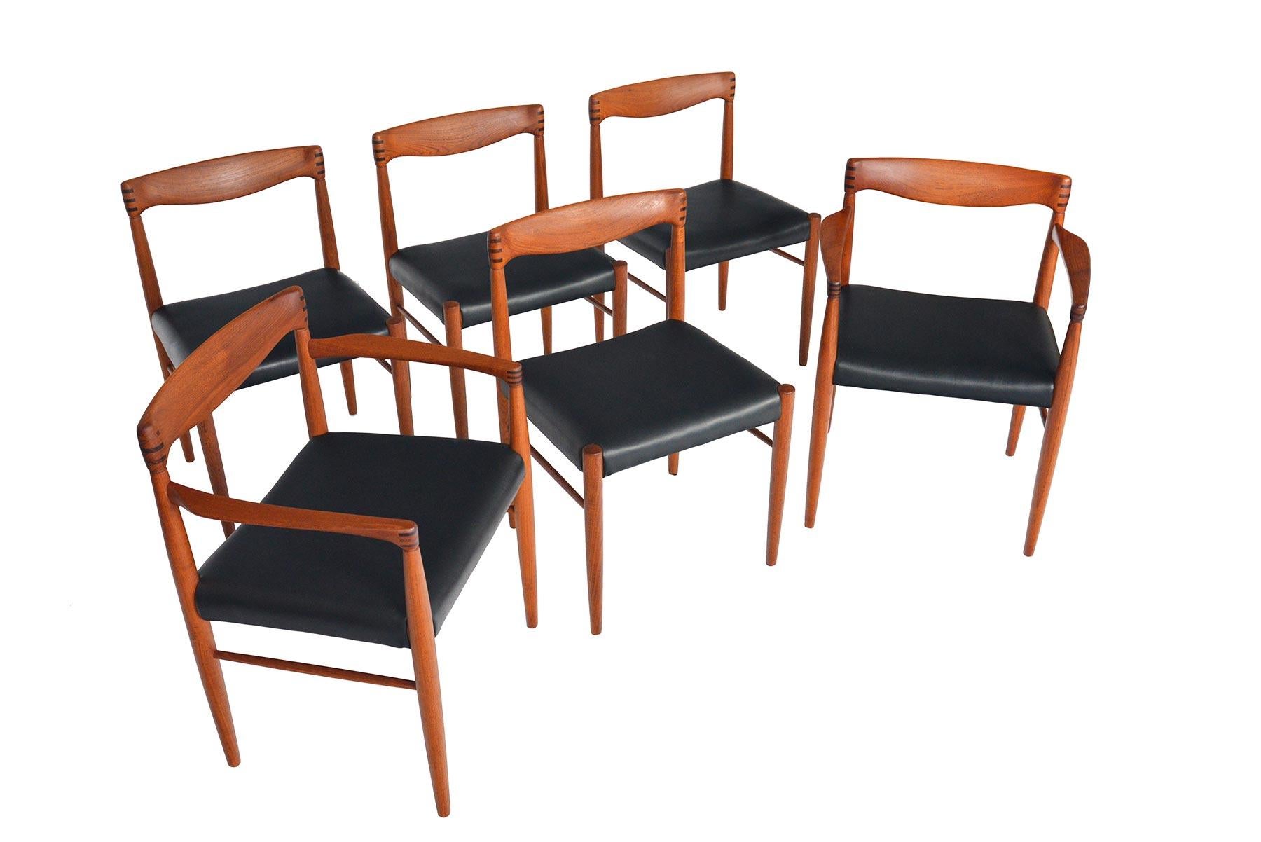 Scandinavian Modern Set of Six H.W. Klein Teak and Rosewood Dining Chairs