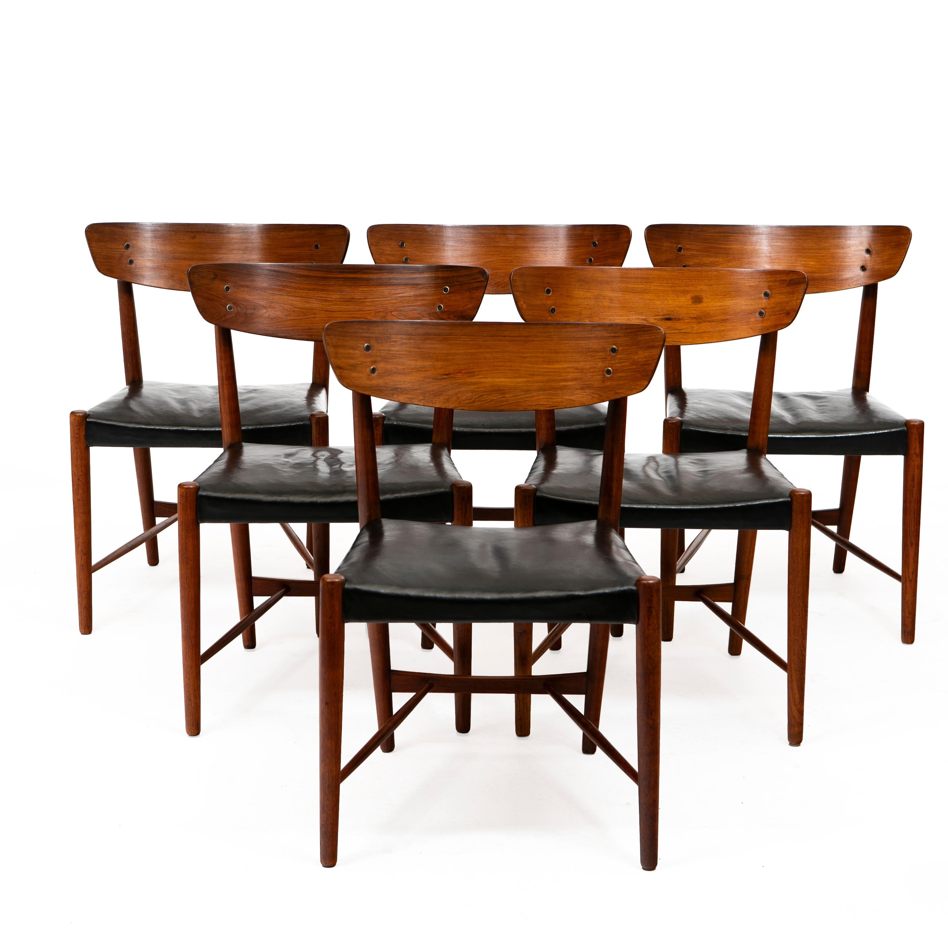 Ensemble de six chaises de salle à manger Ib Kofod-Larsen en bois de rose de Rio en vente 10