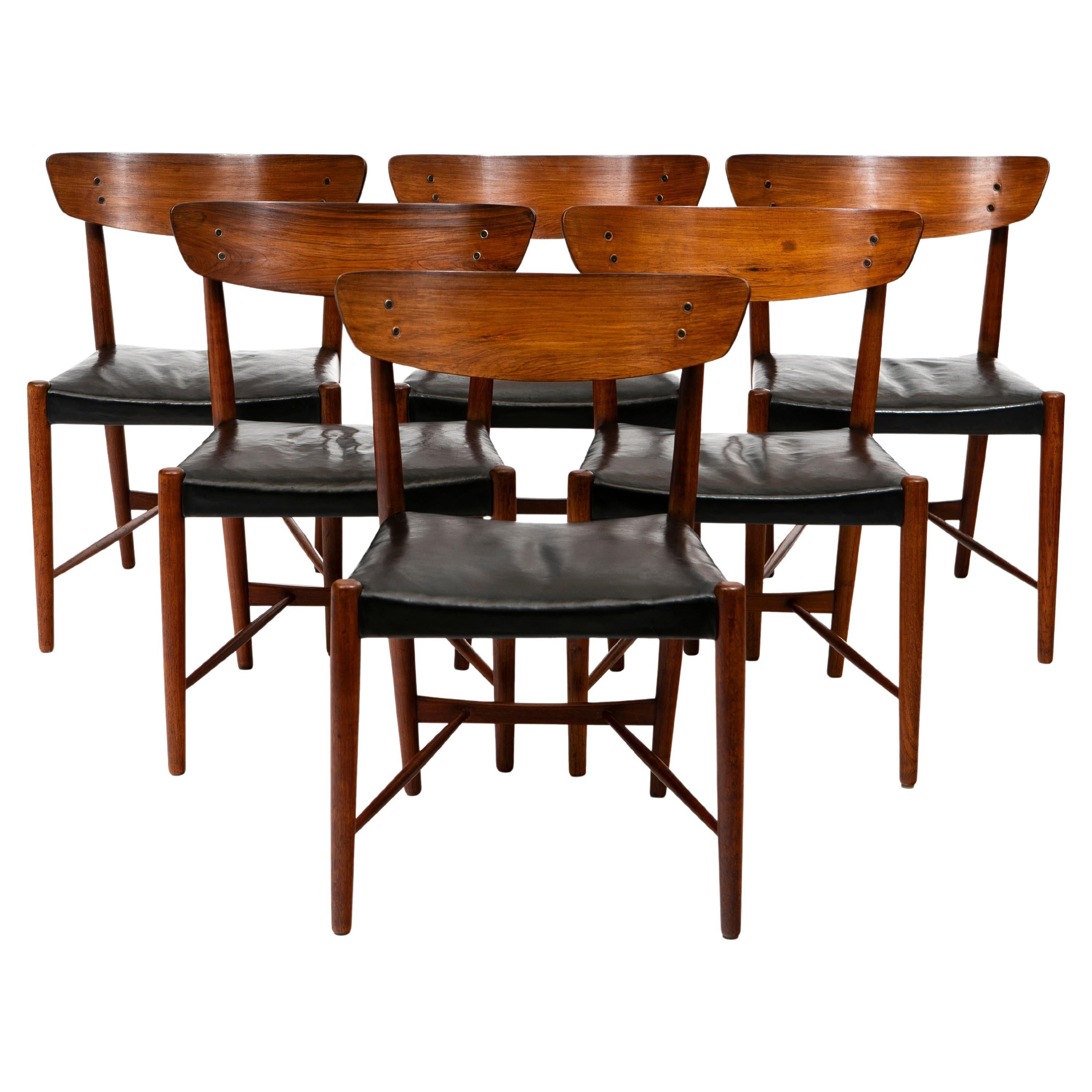 Ensemble de six chaises de salle à manger Ib Kofod-Larsen en bois de rose de Rio en vente