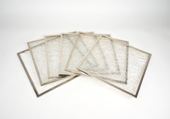 Set of Six Ice Effect Lucite and Steel Placemats Willy Rizzo style, Italy, 1970s