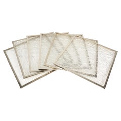 Set of Six Ice Effect Lucite and Steel Placemats Willy Rizzo style, Italy, 1970s