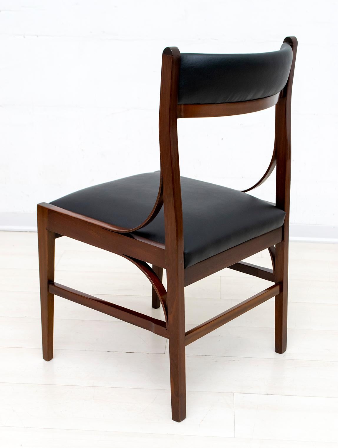 Set of Six Ico Parisi Mid-Century Modern Italian Mahogany Dining Chairs, 1960s For Sale 4