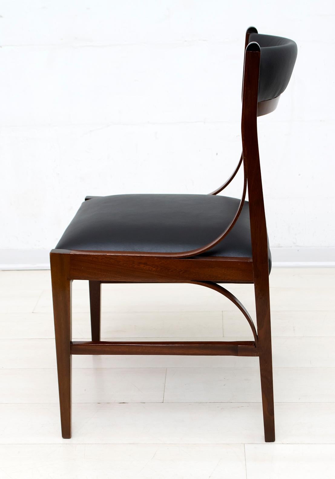 Set of Six Ico Parisi Mid-Century Modern Italian Mahogany Dining Chairs, 1960s For Sale 5
