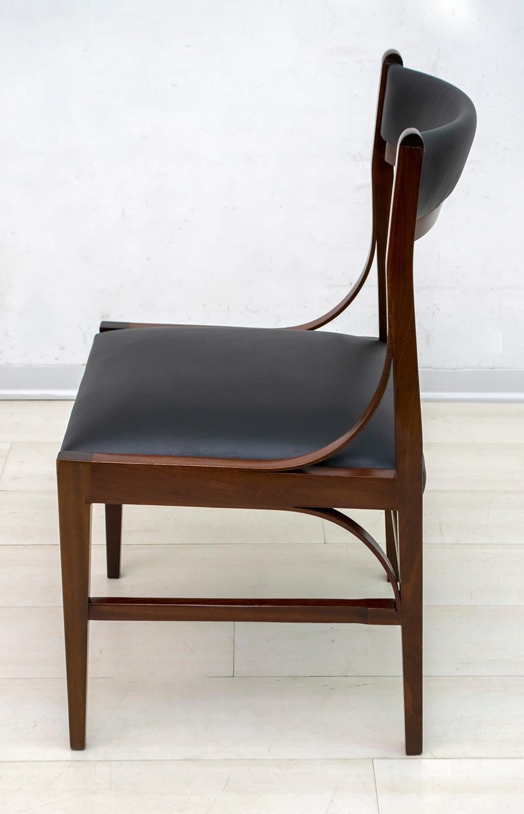 Set of Six Ico Parisi Mid-Century Modern Italian Mahogany Dining Chairs, 1960s For Sale 6