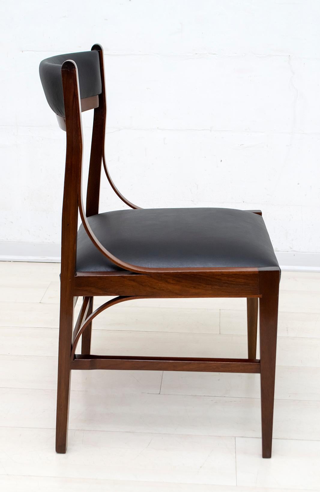 Set of Six Ico Parisi Mid-Century Modern Italian Mahogany Dining Chairs, 1960s For Sale 1