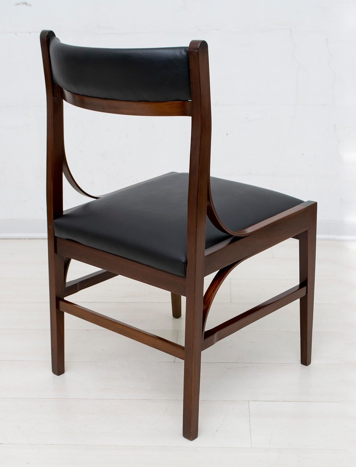 Set of Six Ico Parisi Mid-Century Modern Italian Mahogany Dining Chairs, 1960s For Sale 2