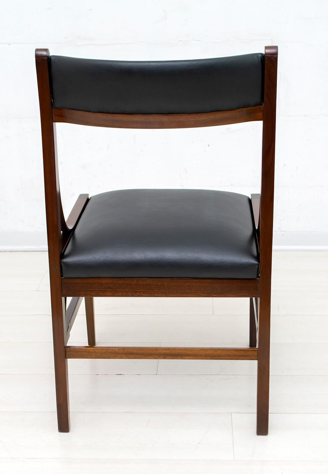 Set of Six Ico Parisi Mid-Century Modern Italian Mahogany Dining Chairs, 1960s For Sale 3