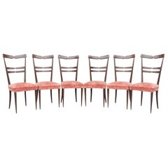 Set of Six Ico Parisi Style Dinning Chairs, 1950s