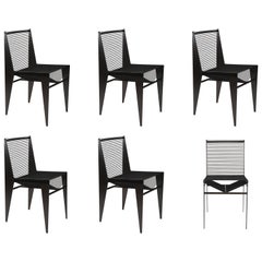 Ensemble de 6 chaises emblématiques en acier et corde de Christopher Kreiling