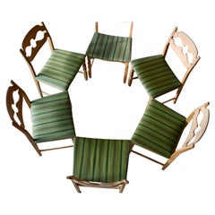 Set of six Iconic Razorblade Dining Chairs Carved Oak by Henry Kjærnulf 60's