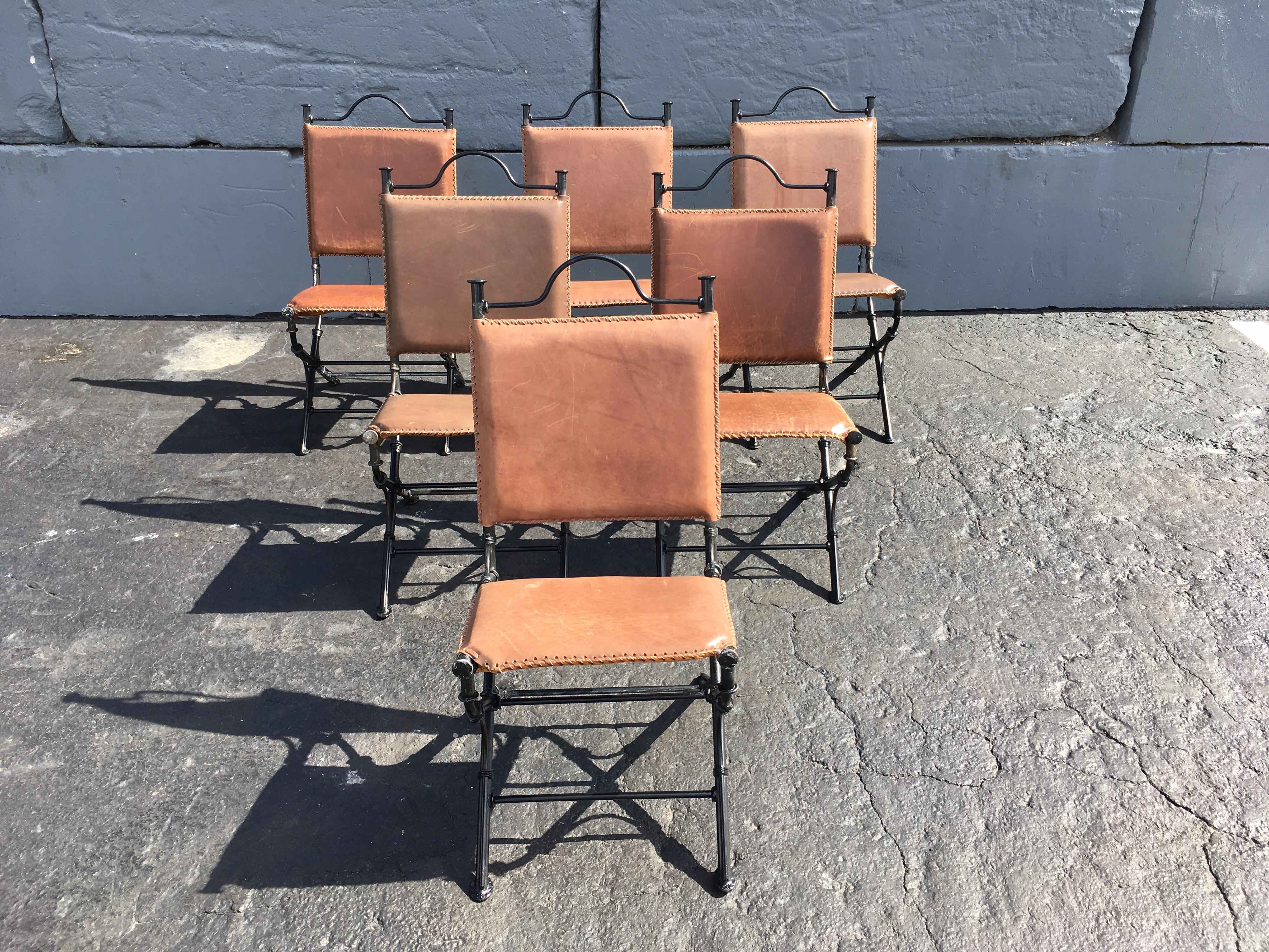 iron and leather dining chairs