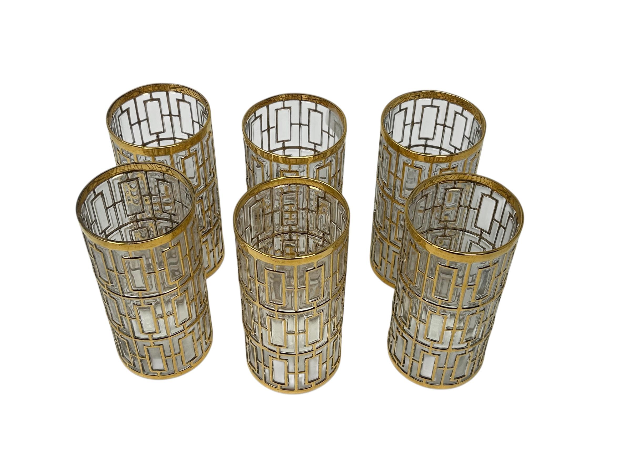 Sechser-Set Imperial Glass Highball-Gläser mit 22k Gold im 