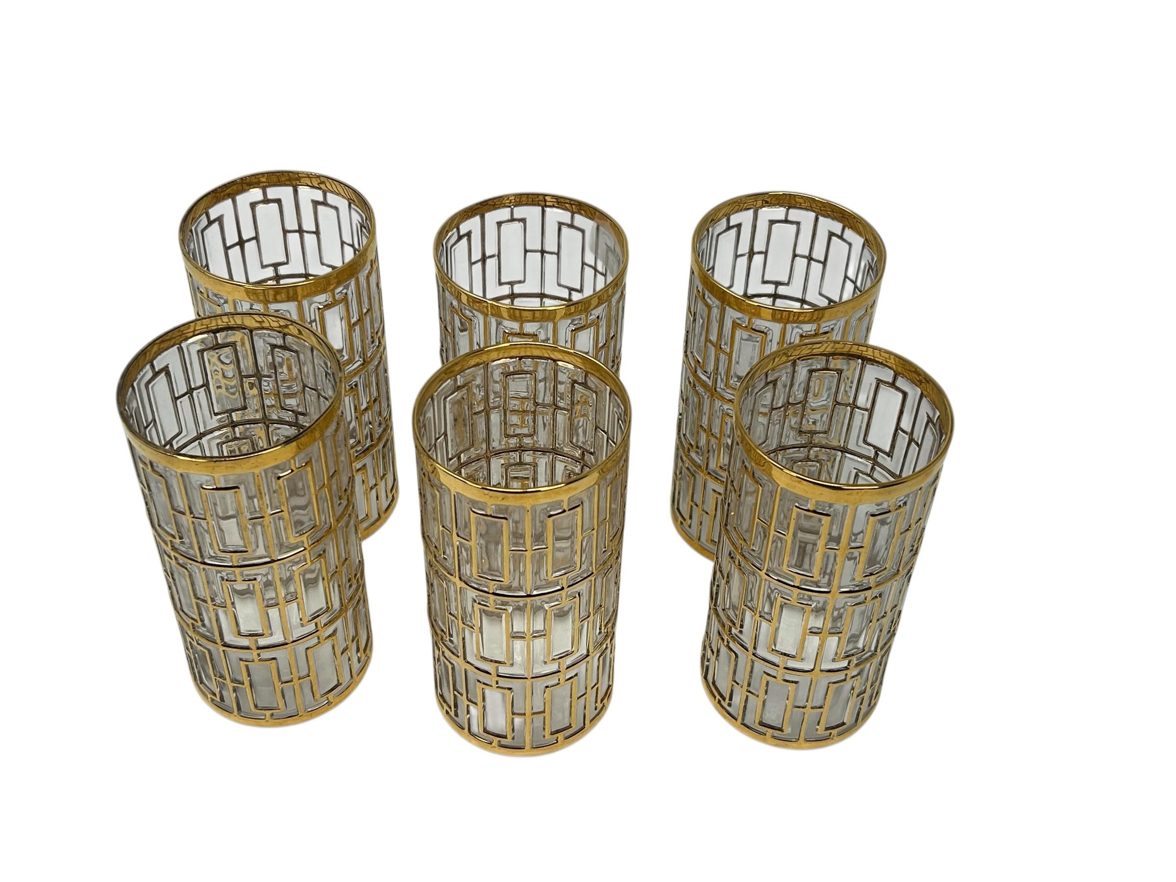 Sechser-Set Imperial Glass Highball-Gläser mit 22k Gold im 