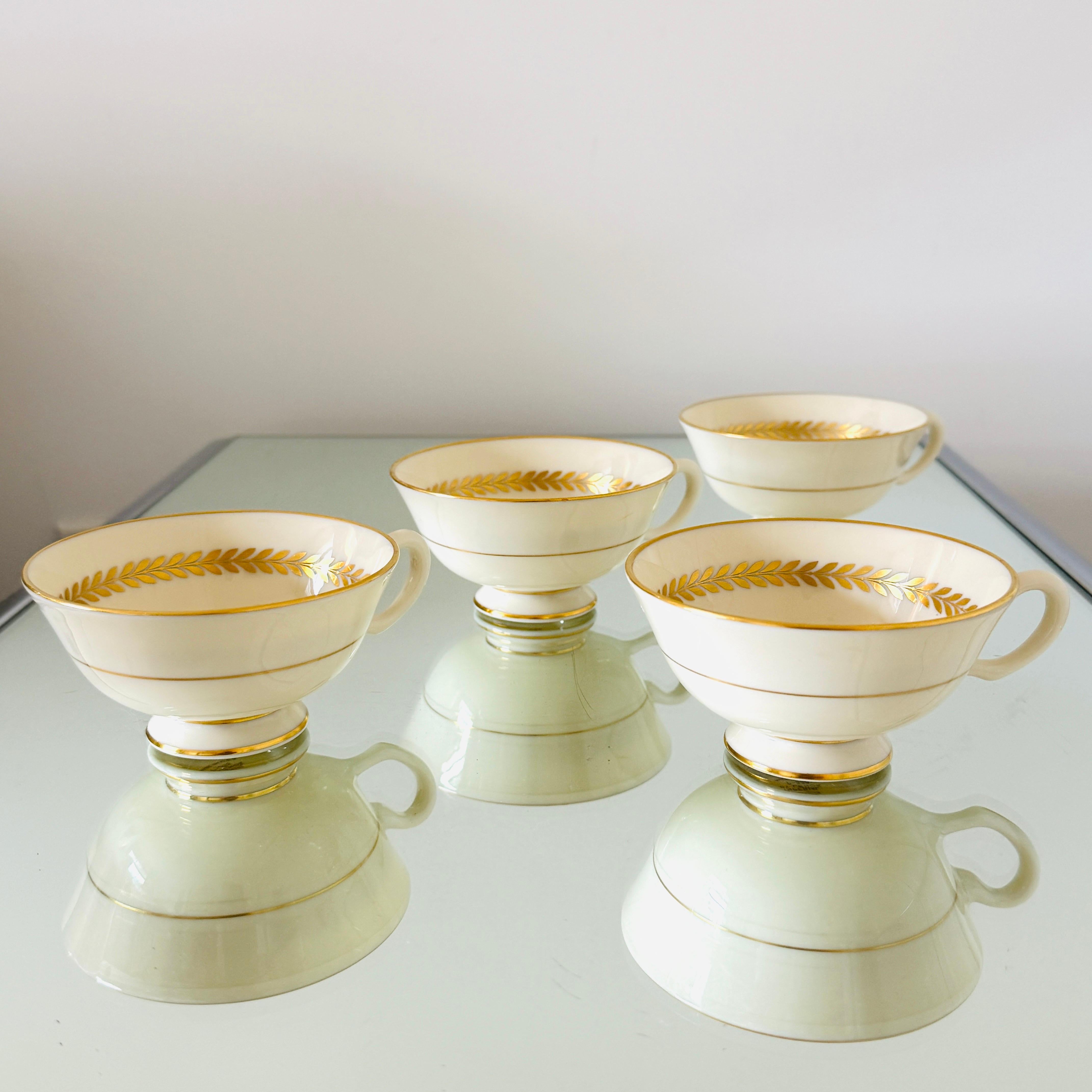 Ensemble de six tasses en porcelaine et feuille d'or Imperial par Lenox, c. 1975 Bon état - En vente à Fort Lauderdale, FL