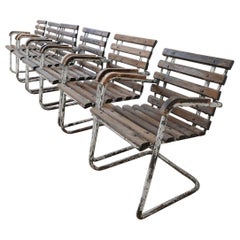 Set of Six Industrial French Garden Chairs