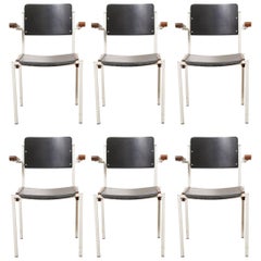 Set of Six Industrial Stacking Armchairs by W. Gispen for Riemersma, 1950s