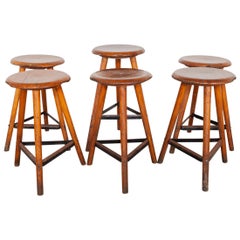 Set of Six Industrial Stools, 1930s