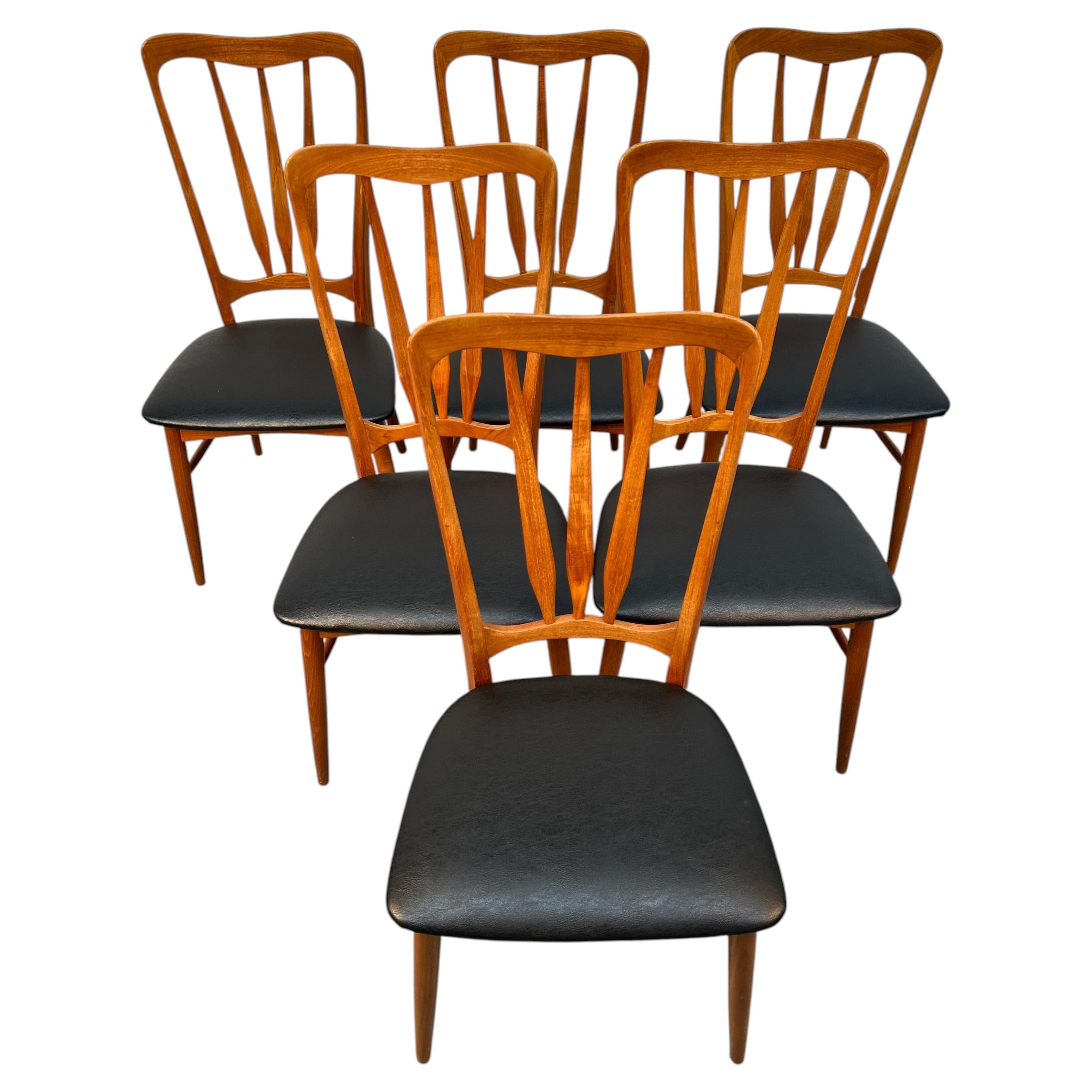 Set of Six "Ingrid" Danish Teak Dining Chairs By Niels Koefoed