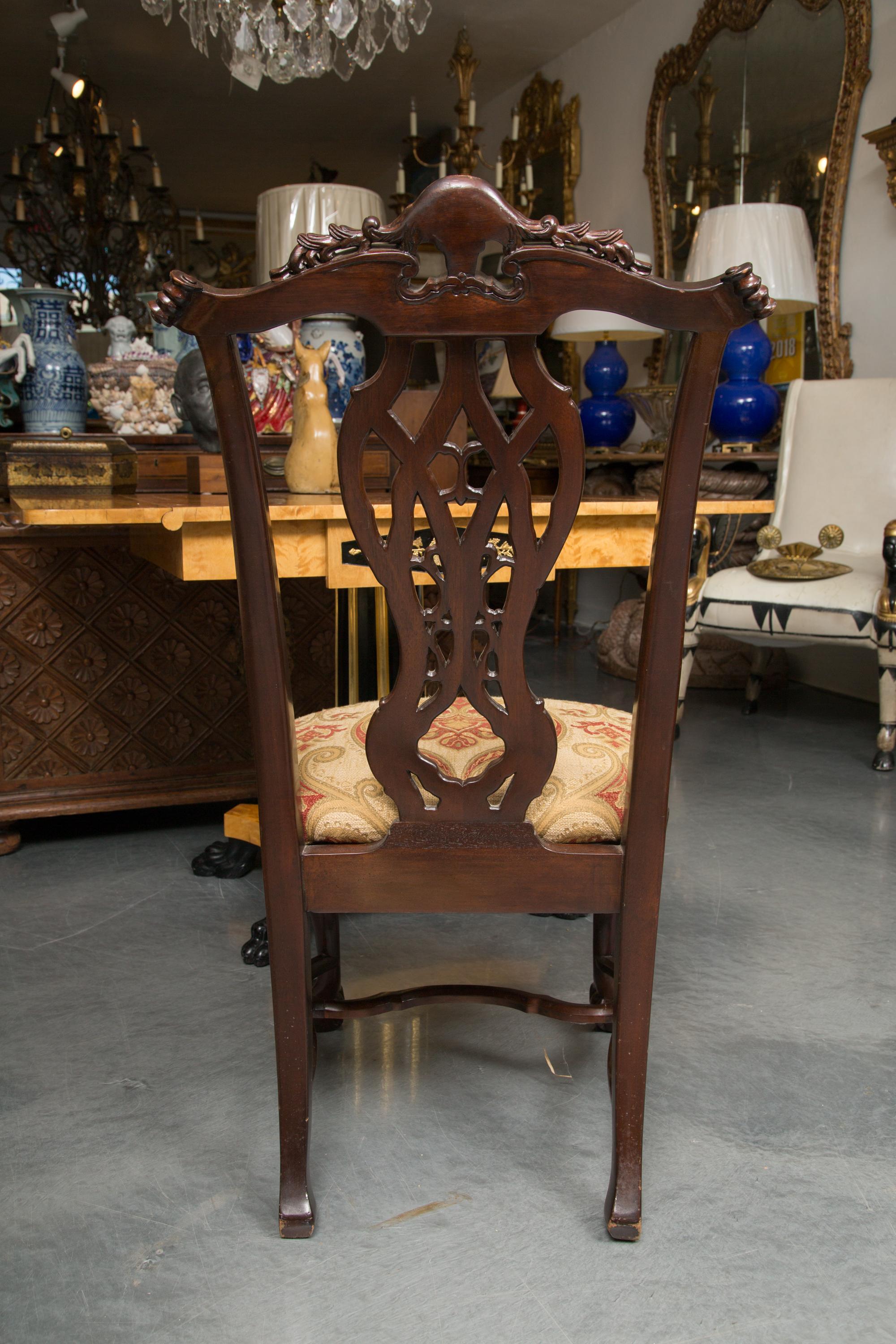 American Set of Six Irish Chippendale Style Mahogany Dining Chairs For Sale
