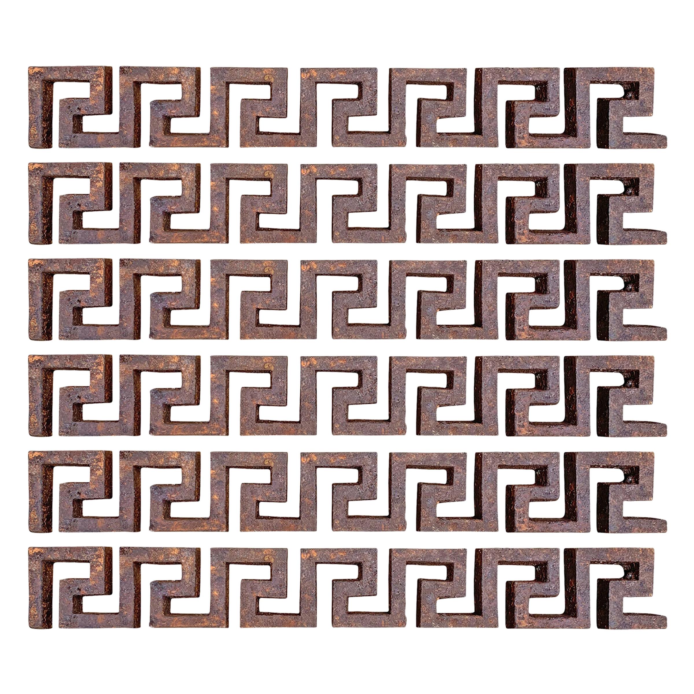 Set of Six Iron Greek Key Fragments