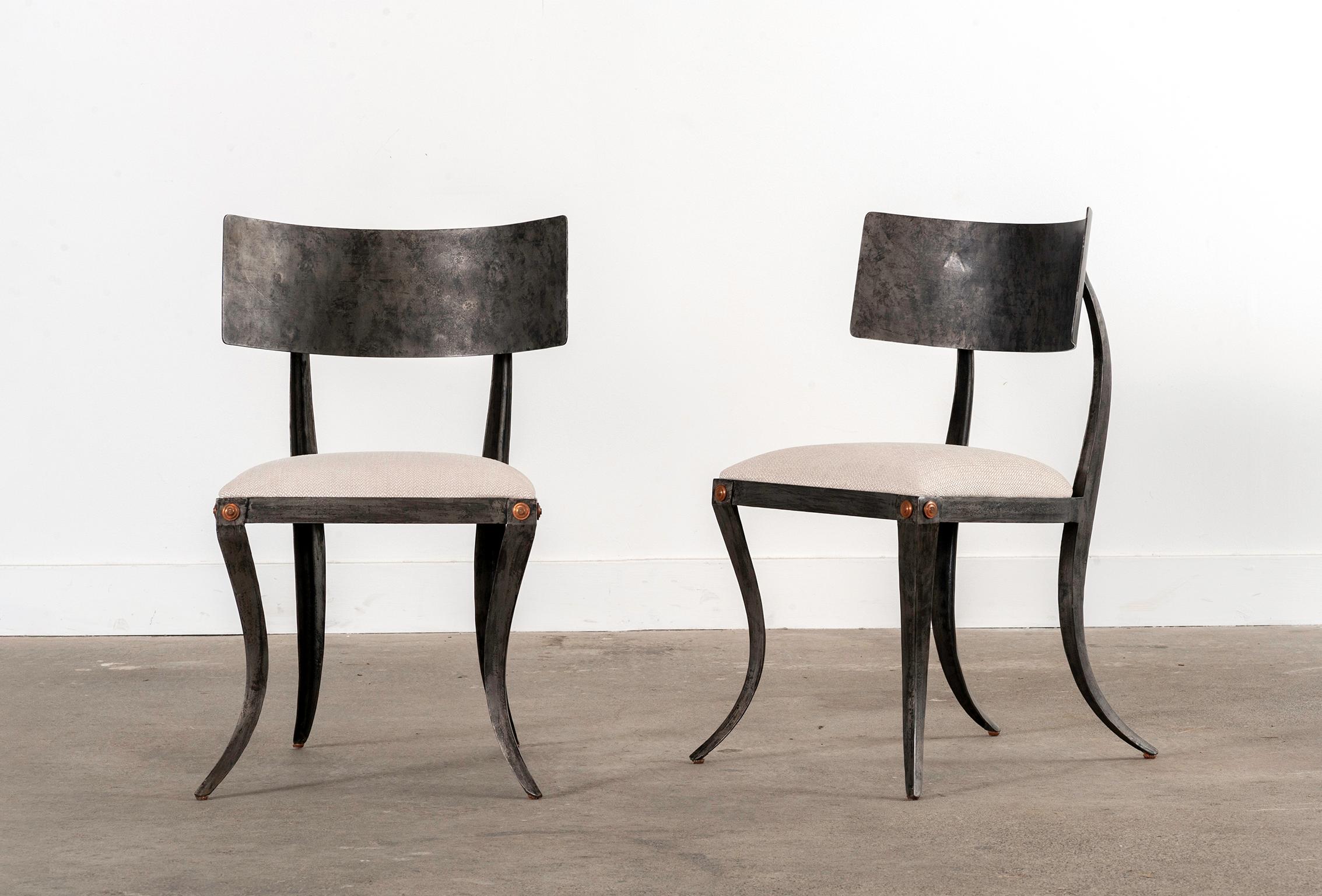 Neoclassical Set of Six Iron Klismos Dining Chairs by Ched Berenguer-Topacio
