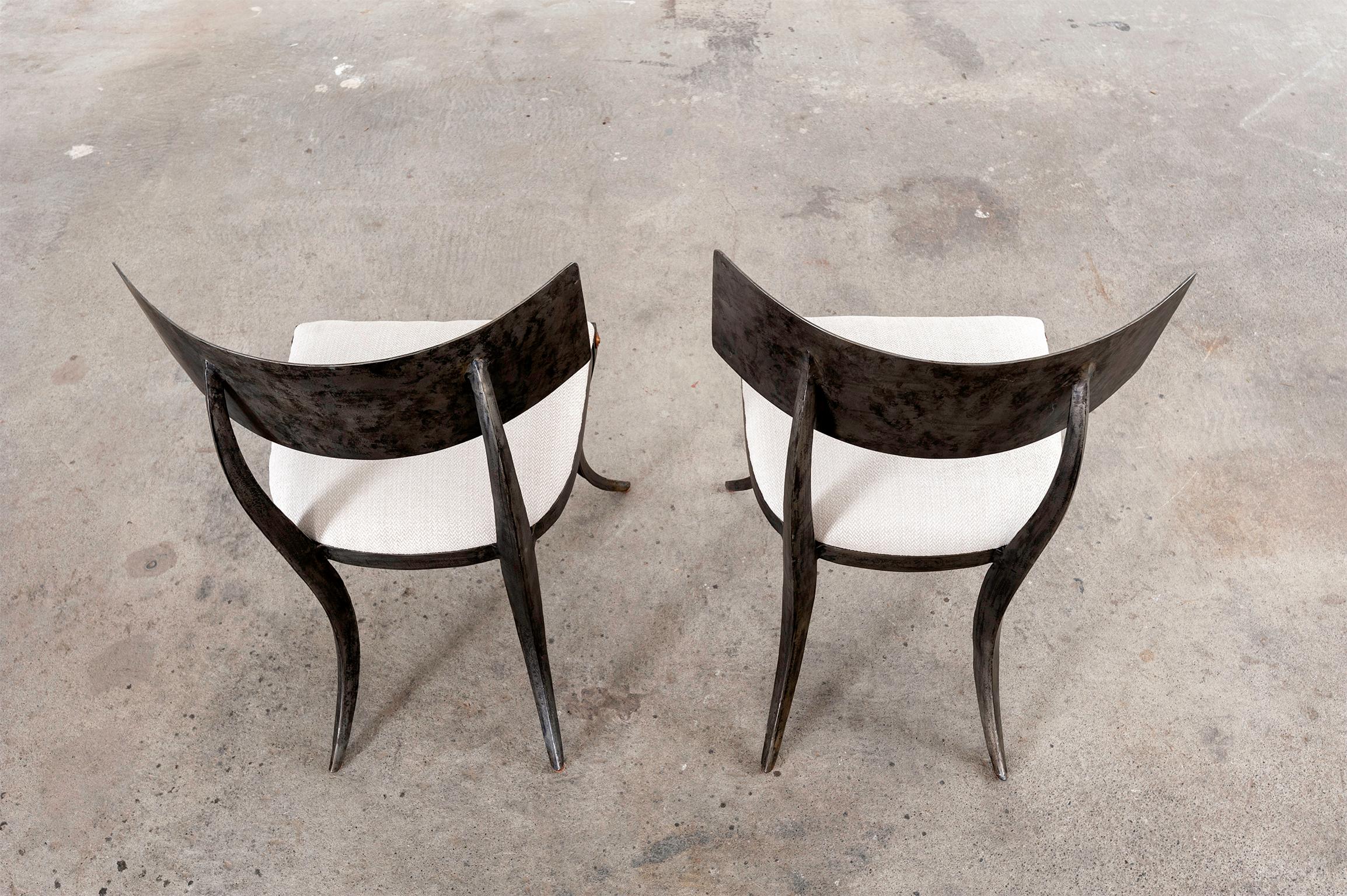 Bronze Set of Six Iron Klismos Dining Chairs by Ched Berenguer-Topacio