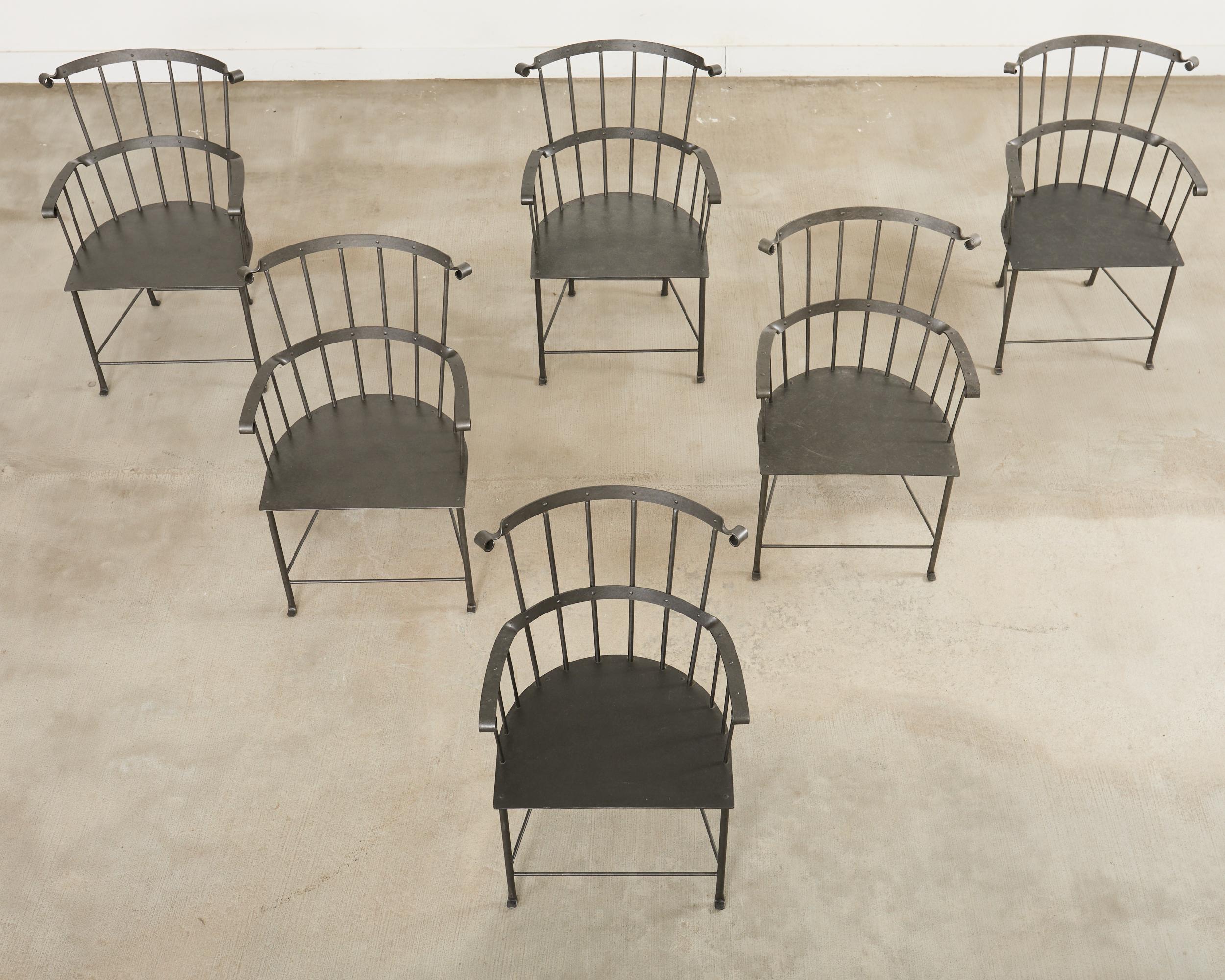 Set of Six Iron Windsor Chairs by Munder Skiles (amerikanisch) im Angebot