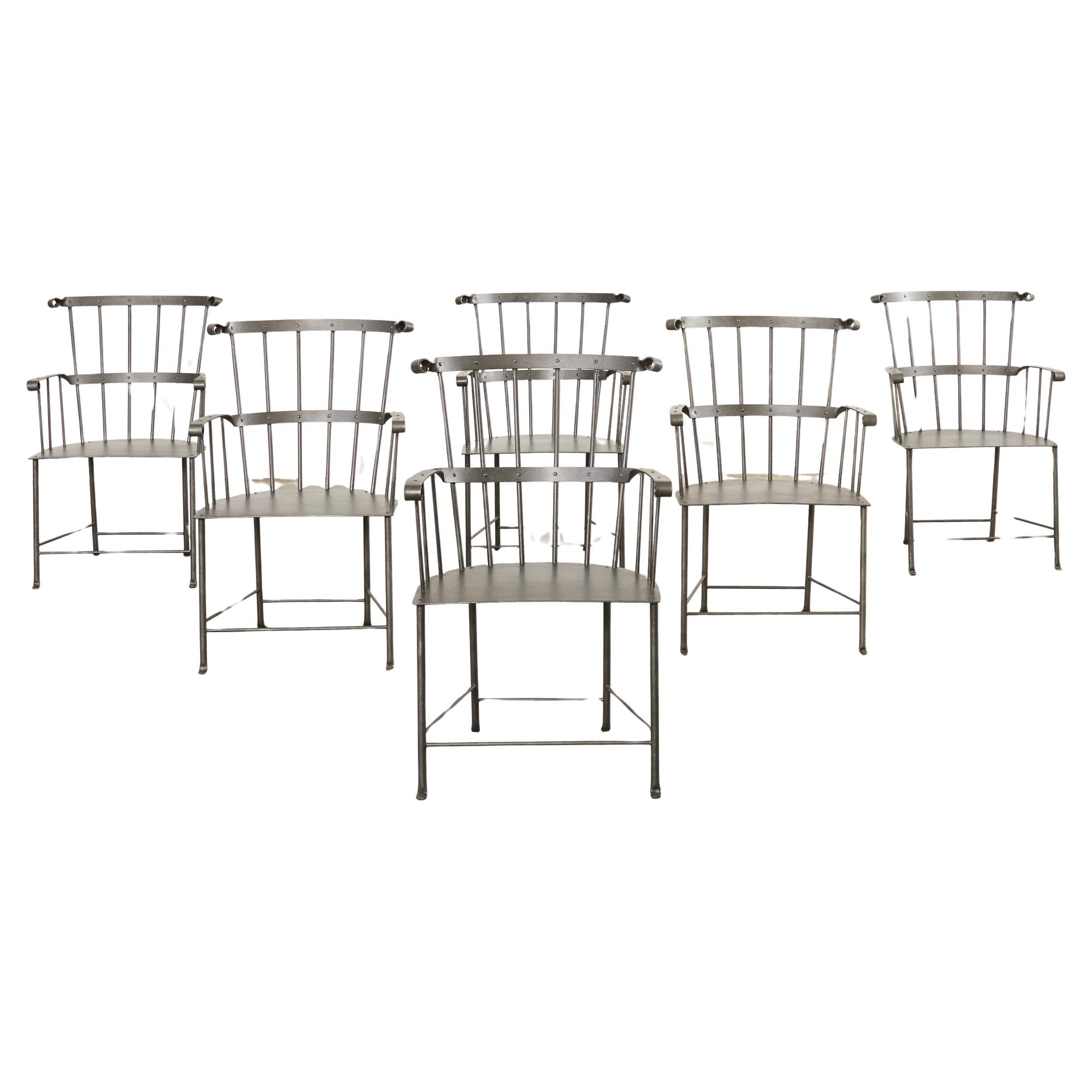 Set of Six Iron Windsor Chairs by Munder Skiles im Angebot