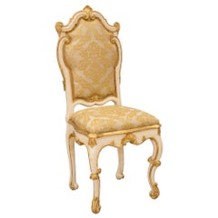 Set of Six Italian 18th Century Venetian Patinated and Giltwood Dining Chairs