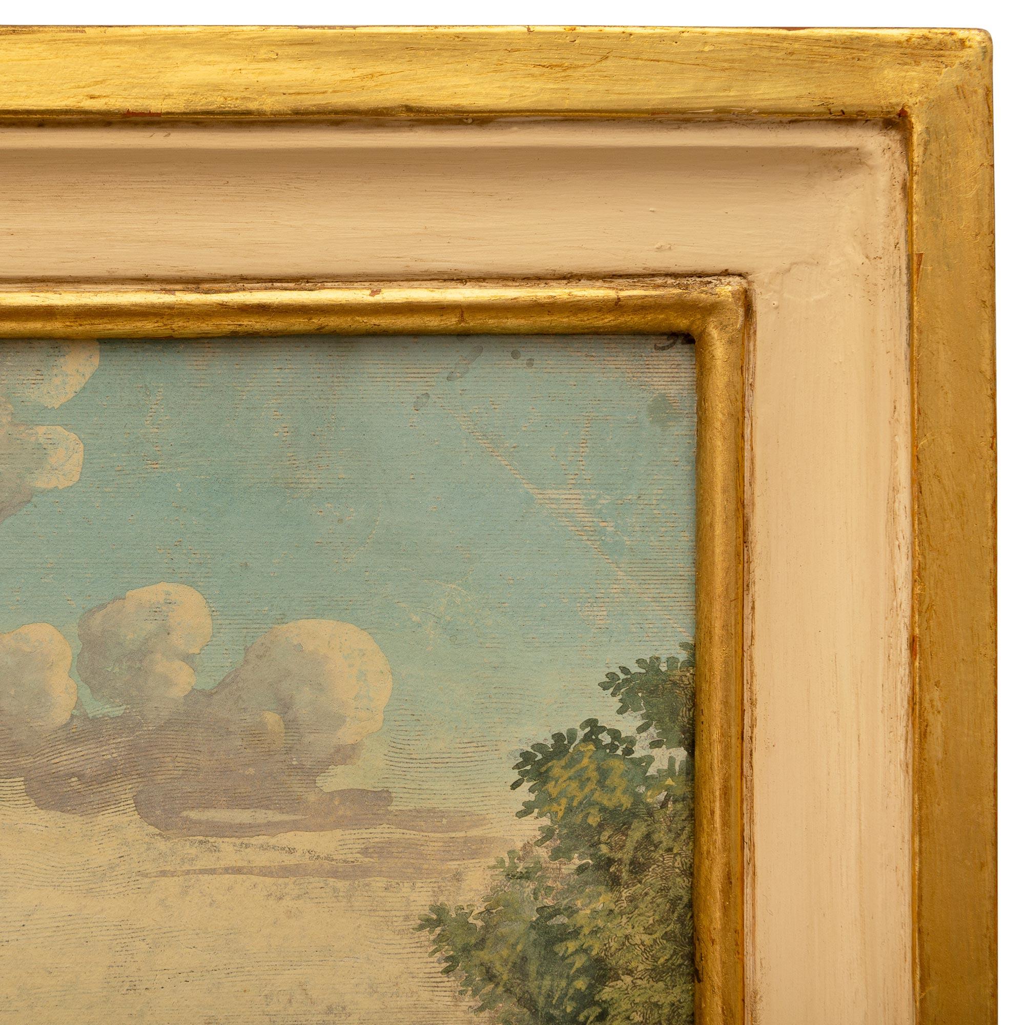 Patinated Set of Six Italian 18th Century Watercolor Paintings in Their Original Frames For Sale