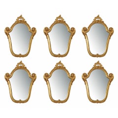 Set of Six Italian 19th Century Giltwood Venetian Mirrors