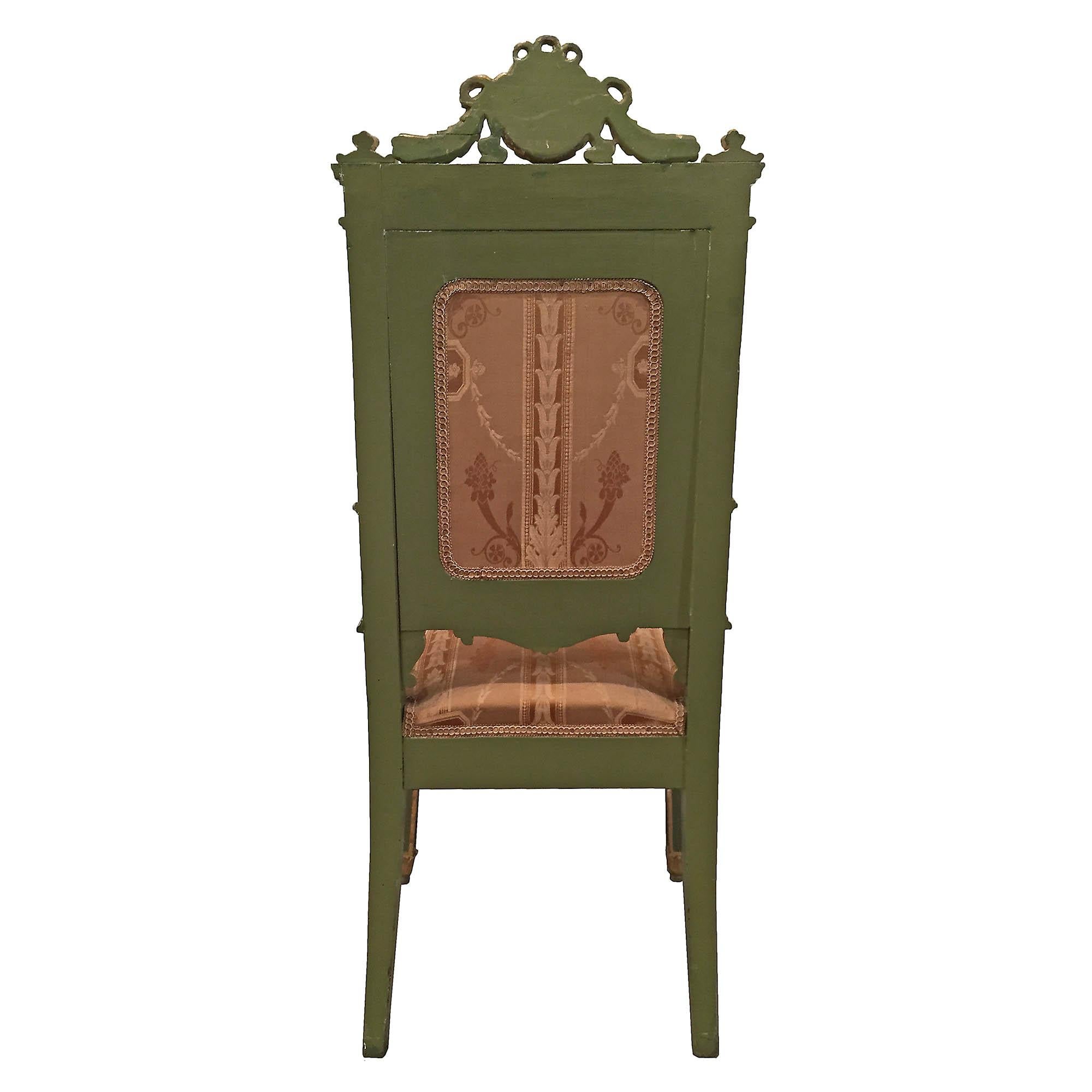 Set of Six Italian 19th Century Louis XVI Style Giltwood Dining Chairs In Good Condition For Sale In West Palm Beach, FL
