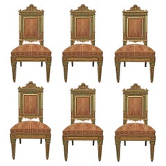 Set of Six Italian 19th Century Louis XVI Style Giltwood Dining Chairs