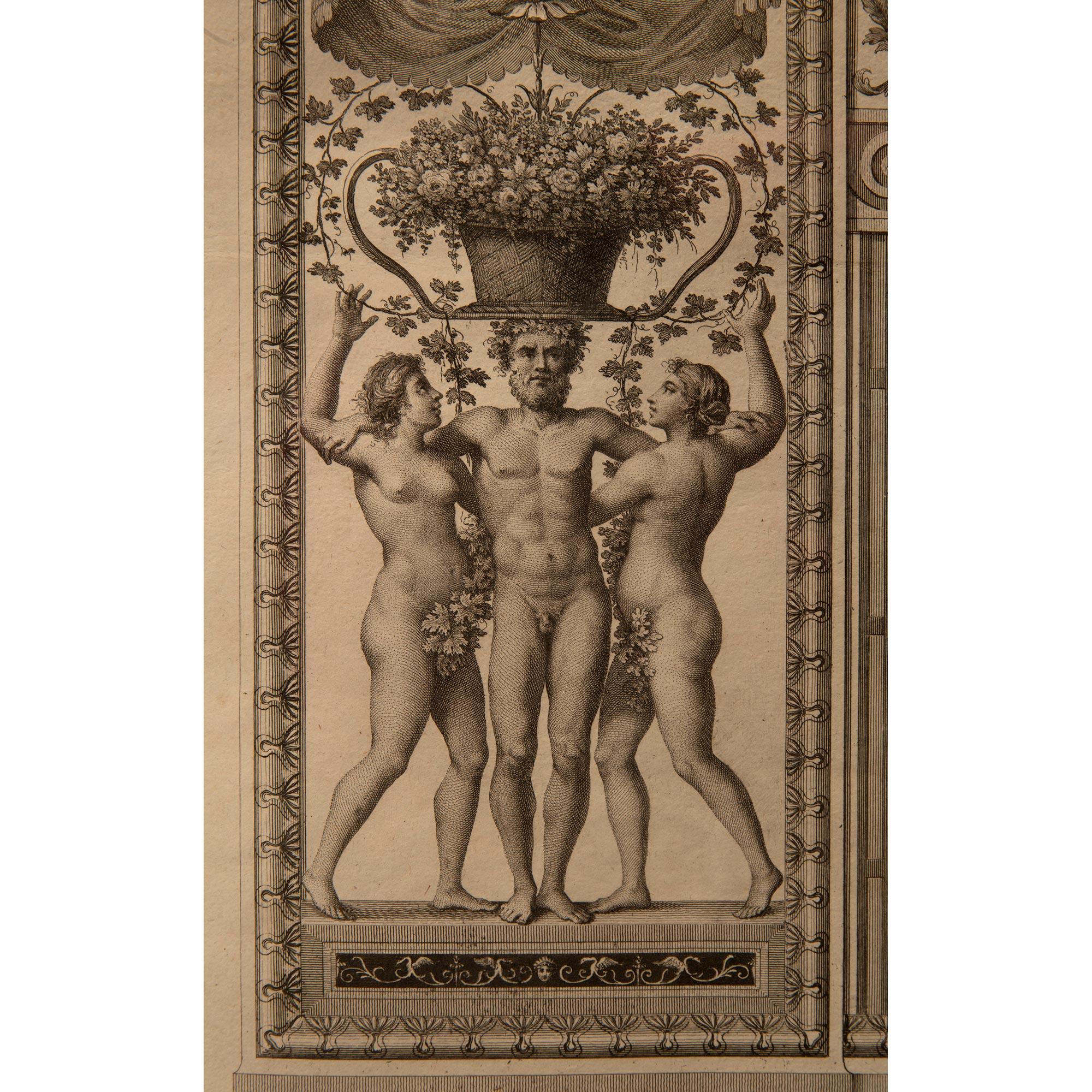 Set of Six Italian 19th Century Neo-Classical St. Architectural Engravings  For Sale 5