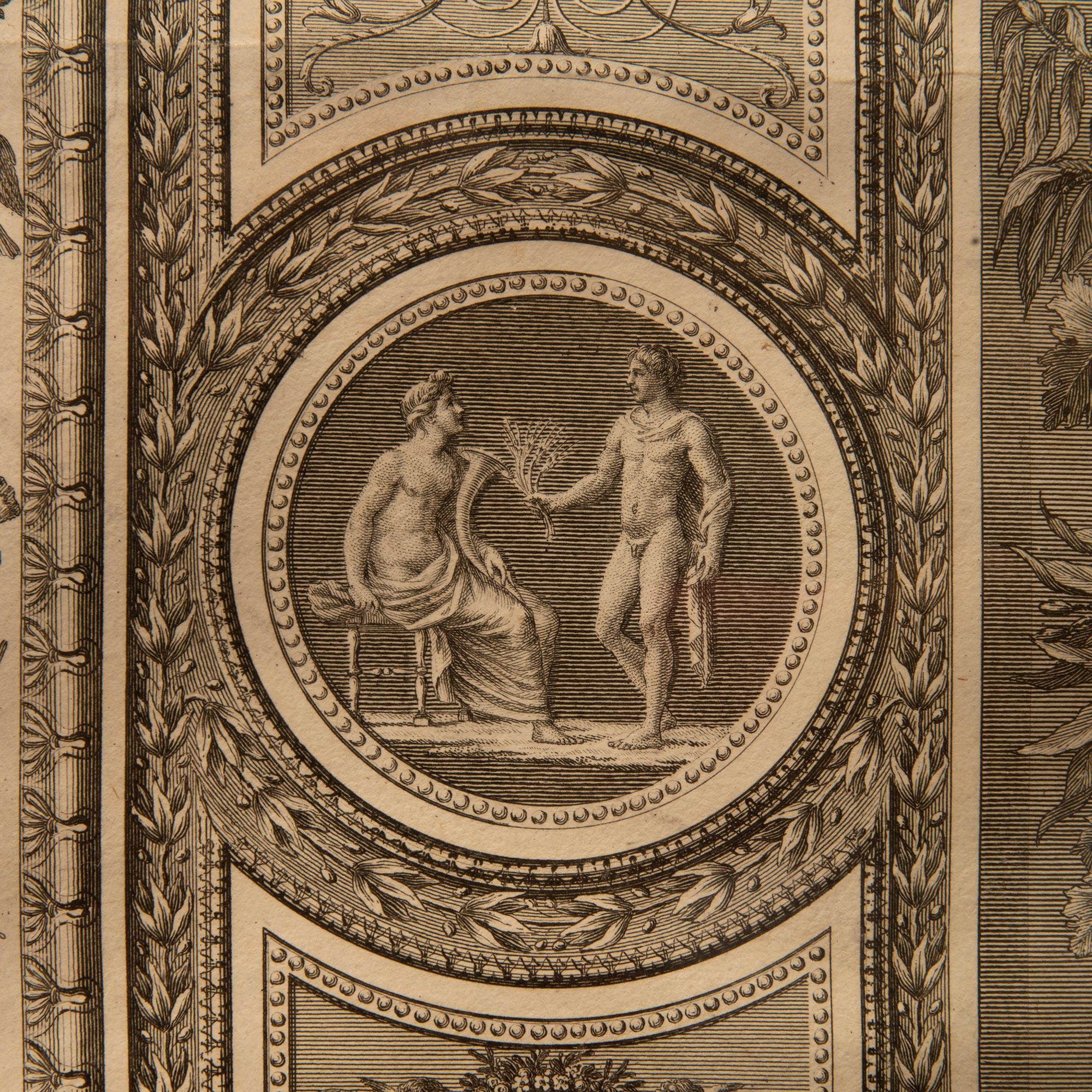 Set of Six Italian 19th Century Neo-Classical St. Architectural Engravings  For Sale 6