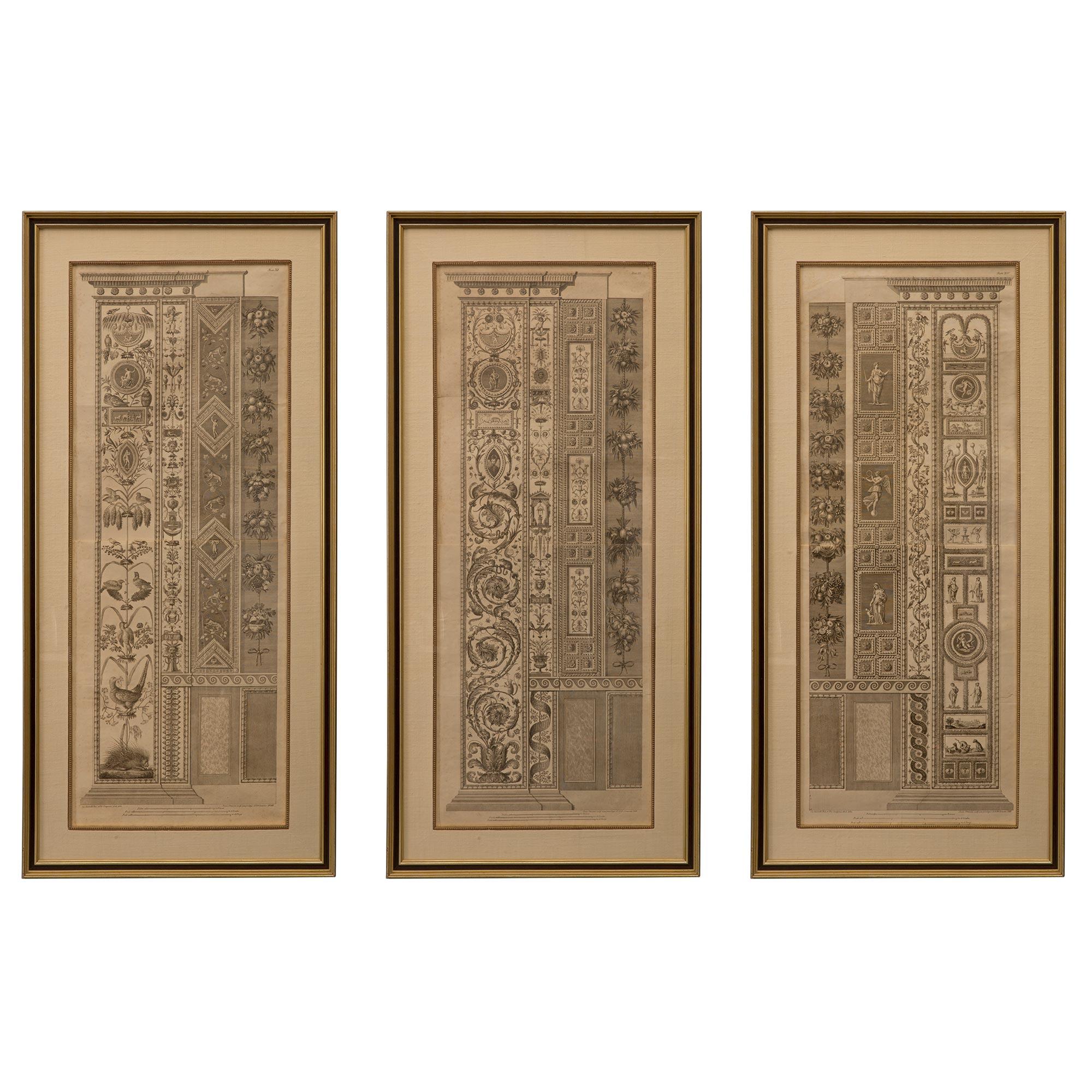 Neoclassical Set of Six Italian 19th Century Neo-Classical St. Architectural Engravings  For Sale