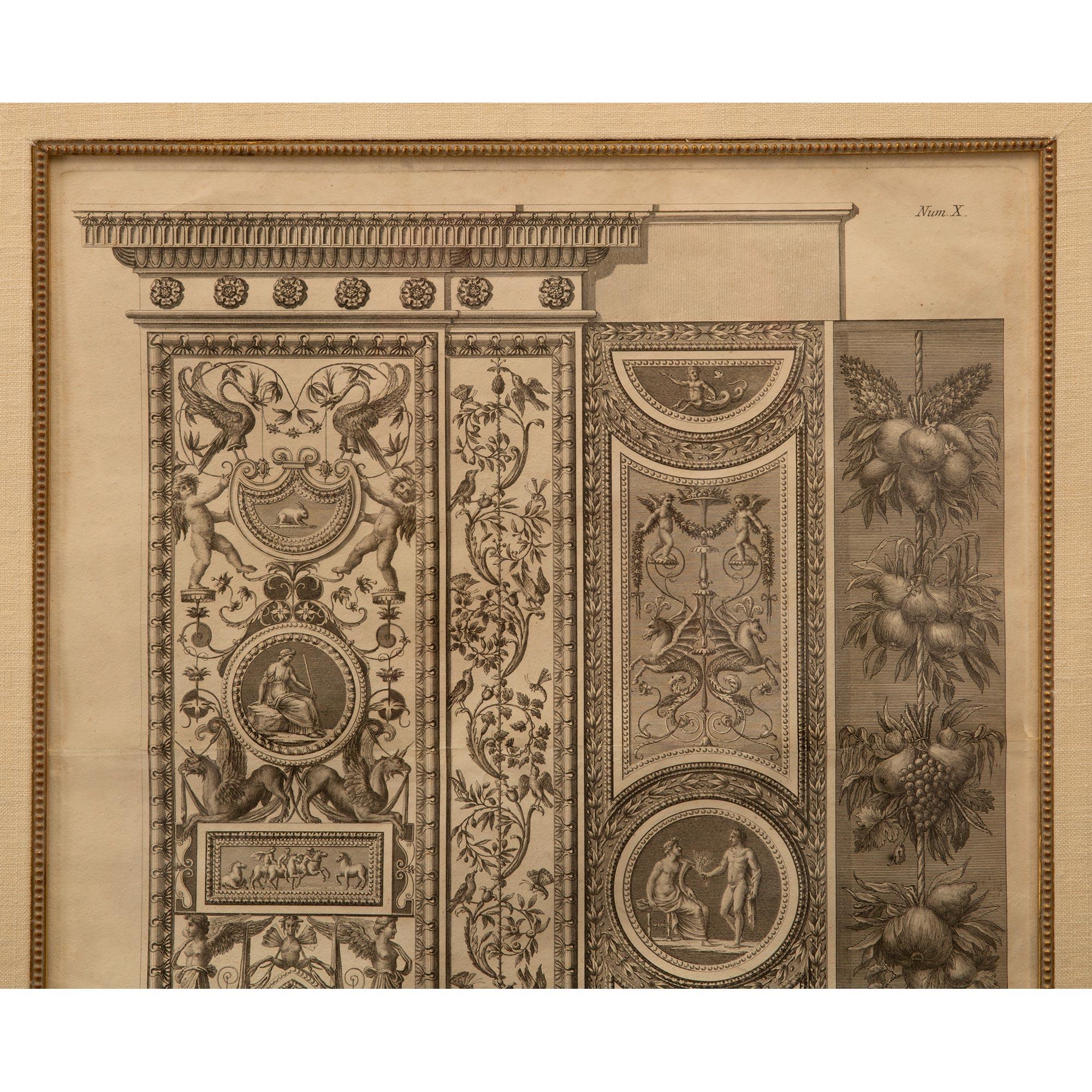 Ebony Set of Six Italian 19th Century Neo-Classical St. Architectural Engravings  For Sale
