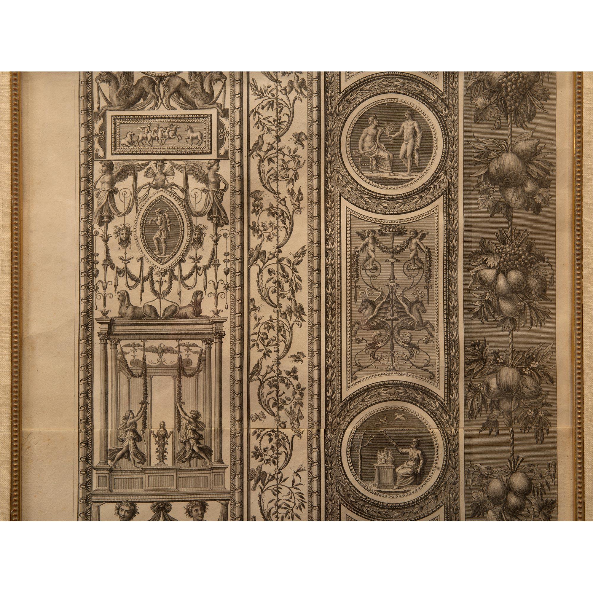 Set of Six Italian 19th Century Neo-Classical St. Architectural Engravings  For Sale 1