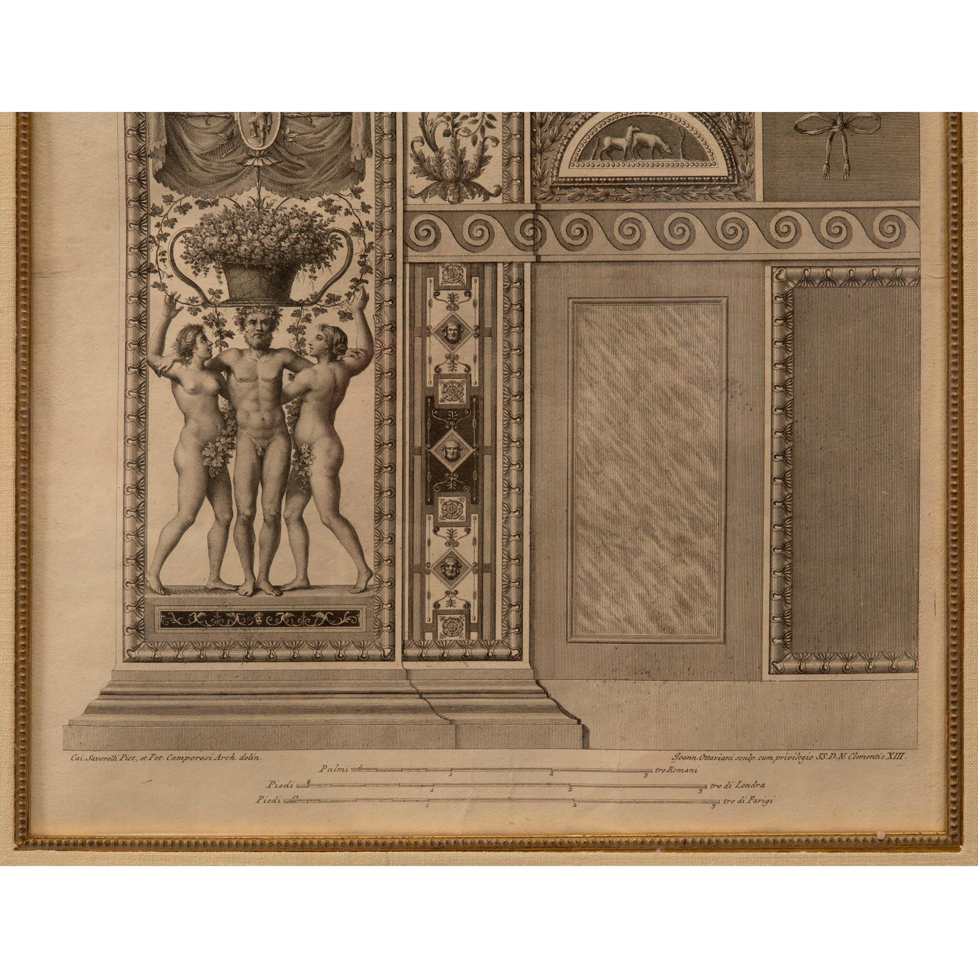 Set of Six Italian 19th Century Neo-Classical St. Architectural Engravings  For Sale 2