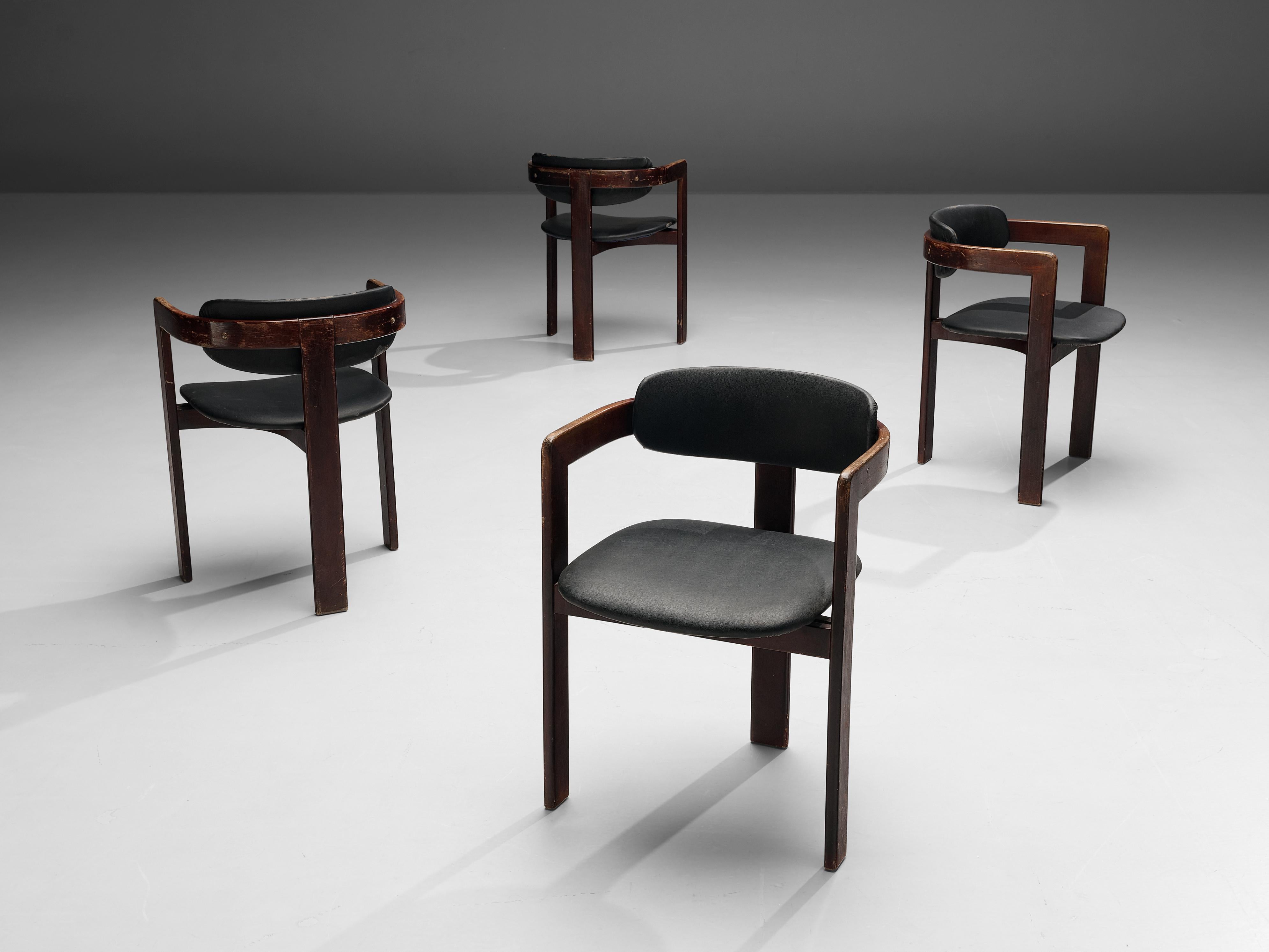 Mid-Century Modern Ensemble de six fauteuils italiens avec cadres en bois cintré