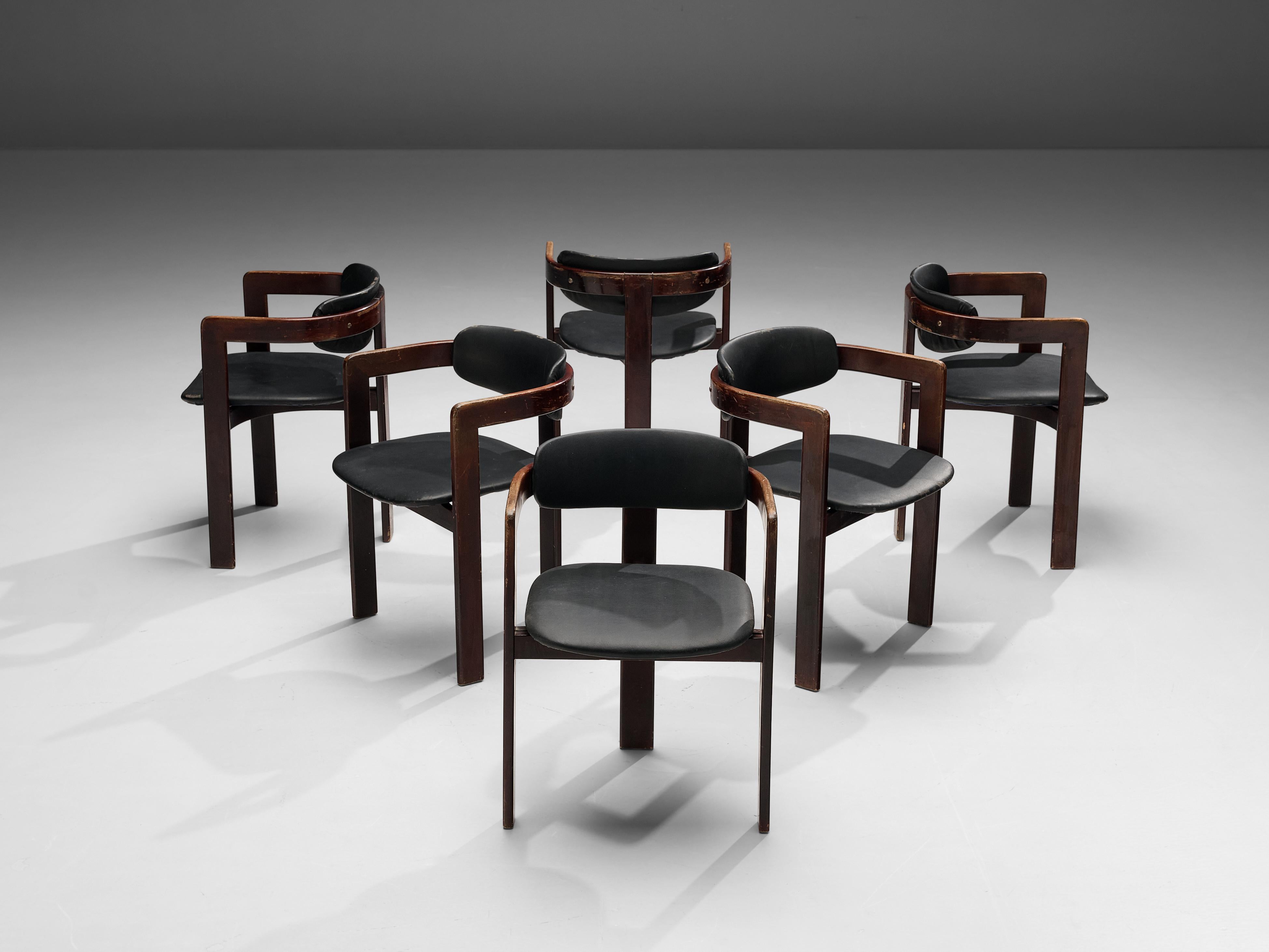 Late 20th Century Set of Six Italian Armchairs with Bentwood Frames