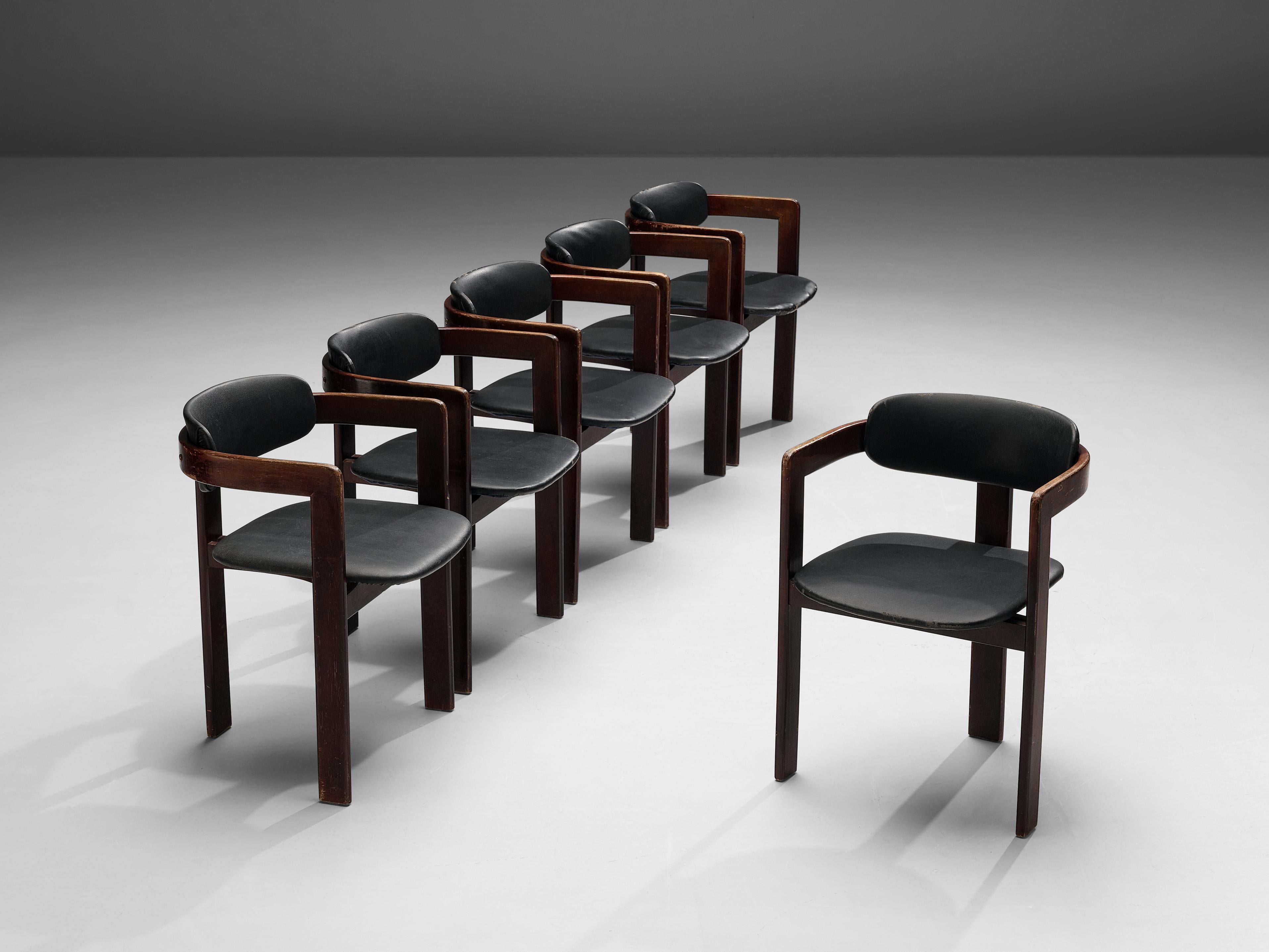Ensemble de six fauteuils italiens avec cadres en bois cintré 1